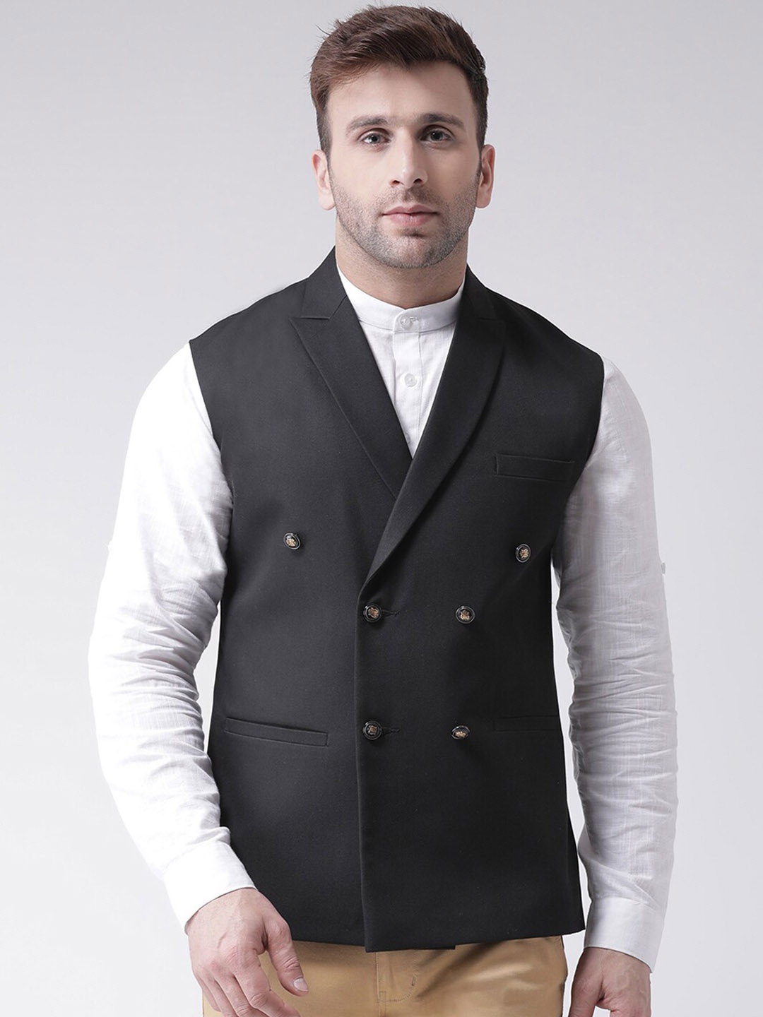 

hangup trend Men Formal Waist Coat, Black