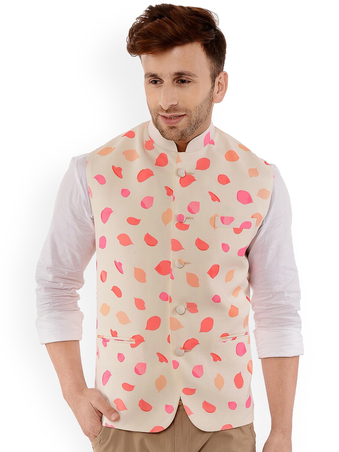 

hangup trend Men Printed Nehru Jackets, Beige