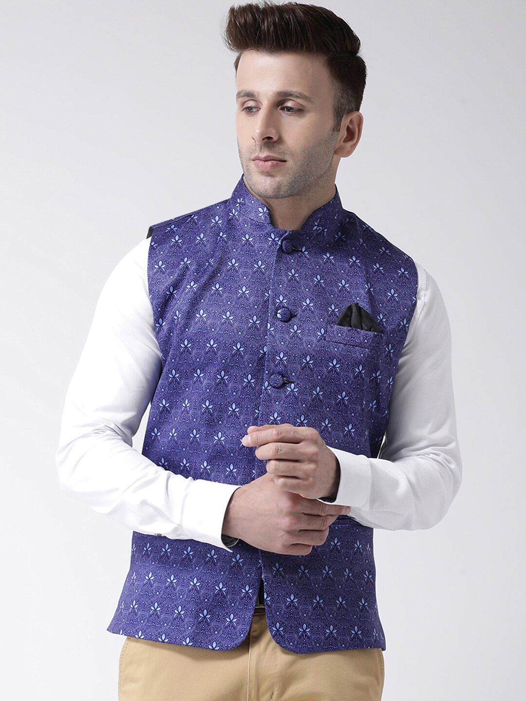 

hangup trend Men Printed Nehru Jackets, Blue