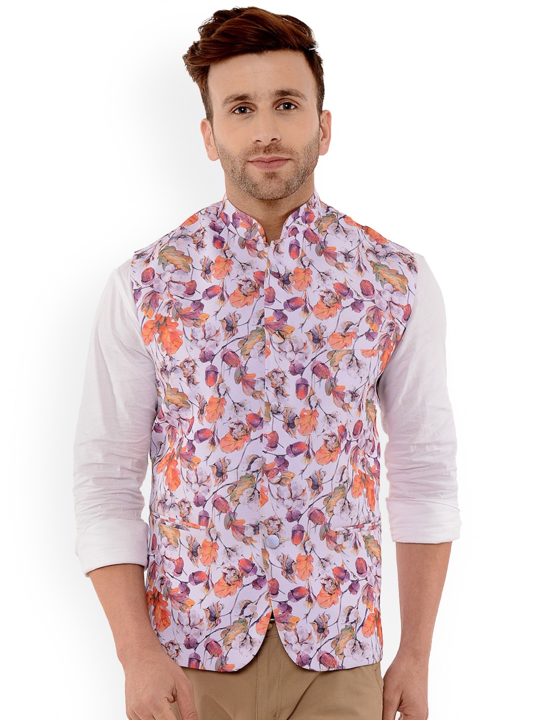 

hangup trend Men Printed Woven Nehru Jacket, Lavender