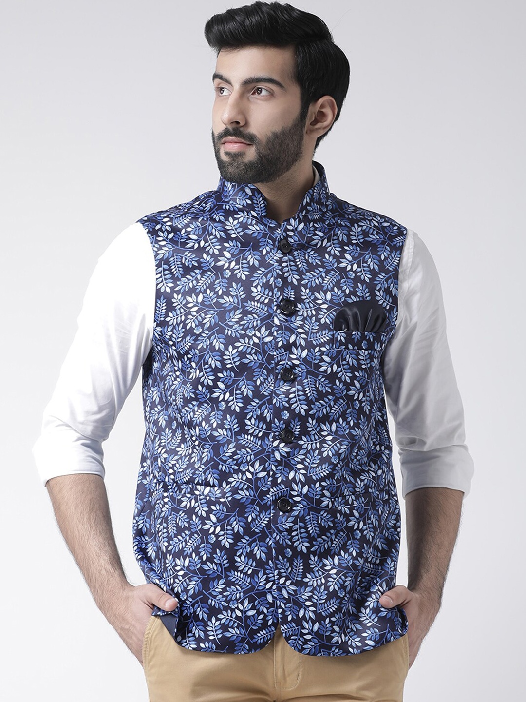 

hangup trend Men Printed Nehru Jackets, Blue