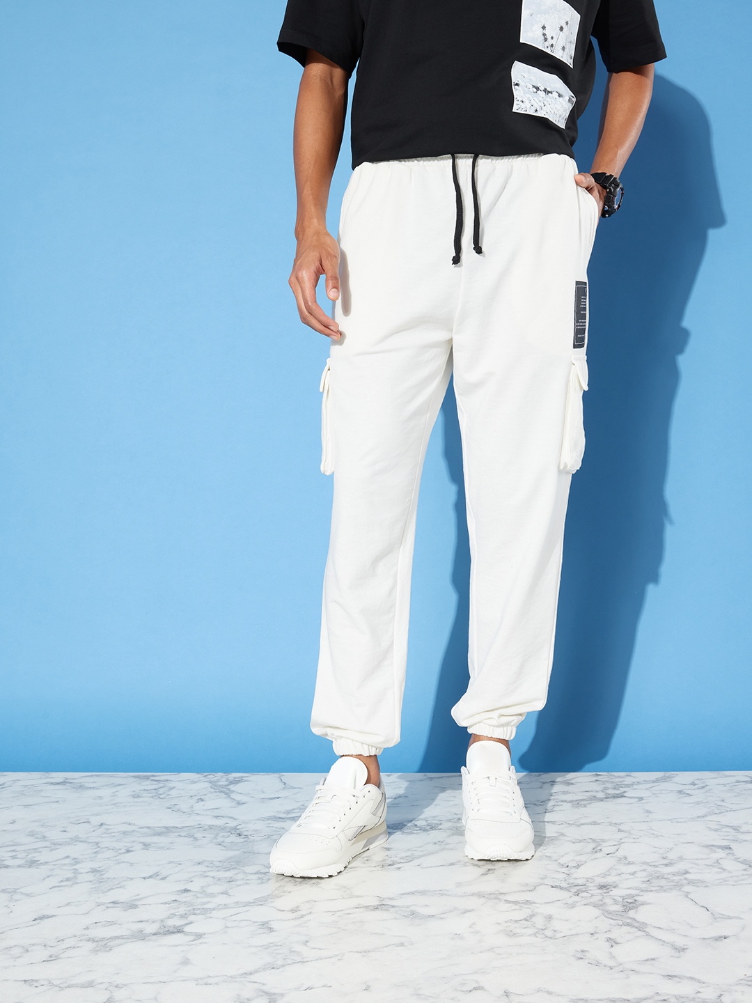 

Kook N Keech Men Mid-Rise Soft Functional Knitted Joggers, White