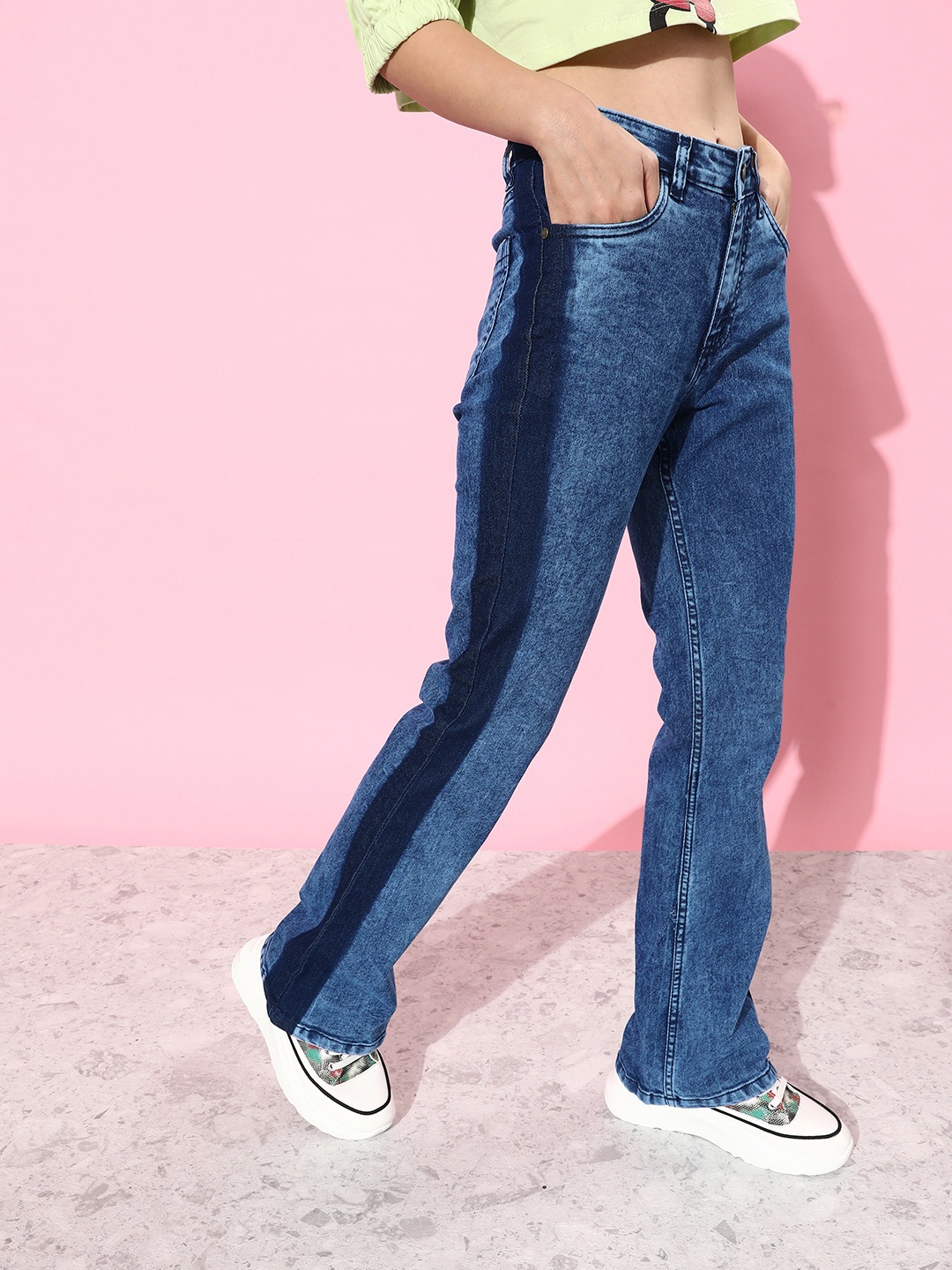 

Kook N Keech Women Bright Blue Bootcut Printed Stretchable OMBRES & TIE DYES Jeans