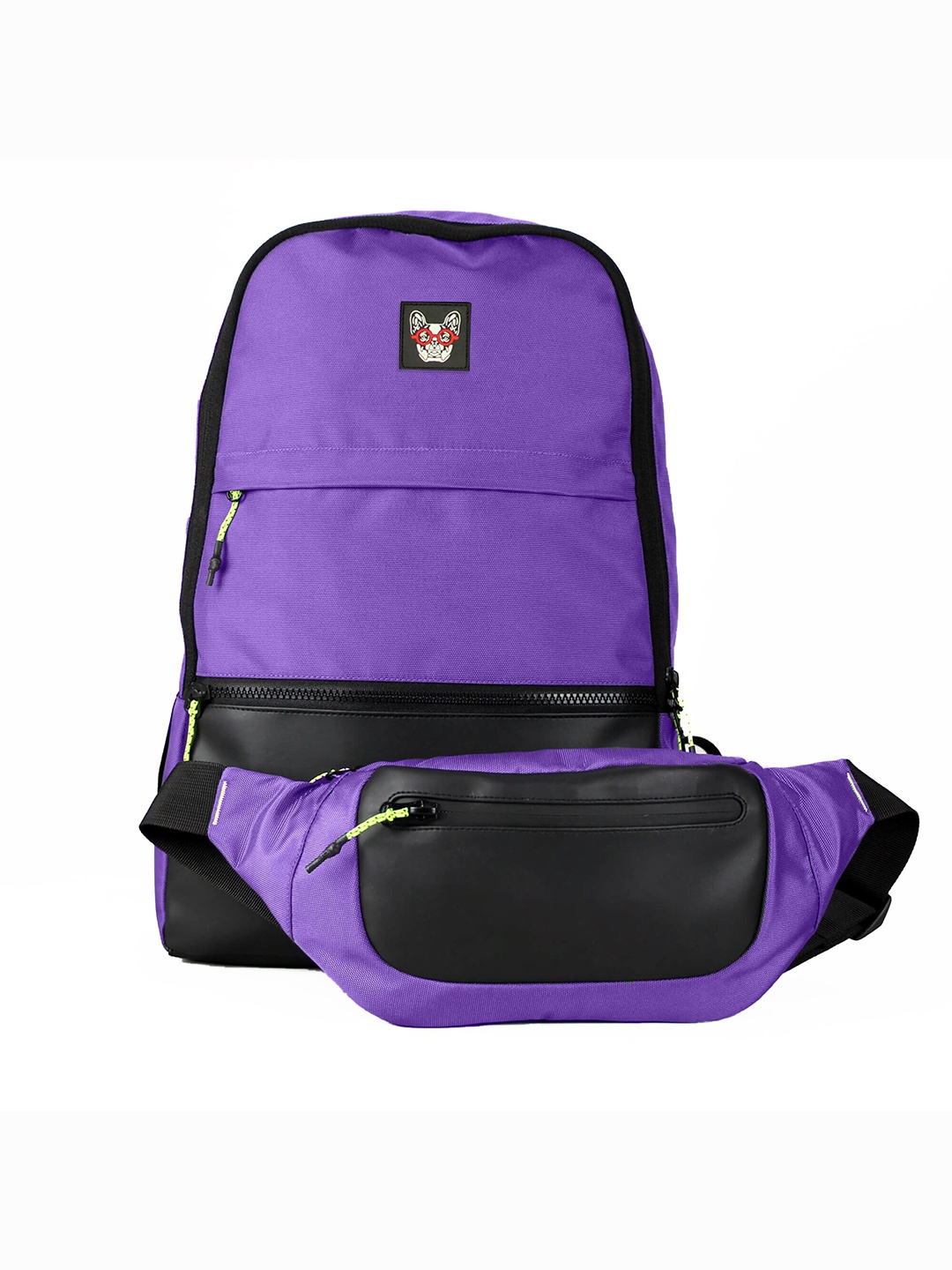 

MADBRAG Colourblocked Backpack With Waist Bag, Purple