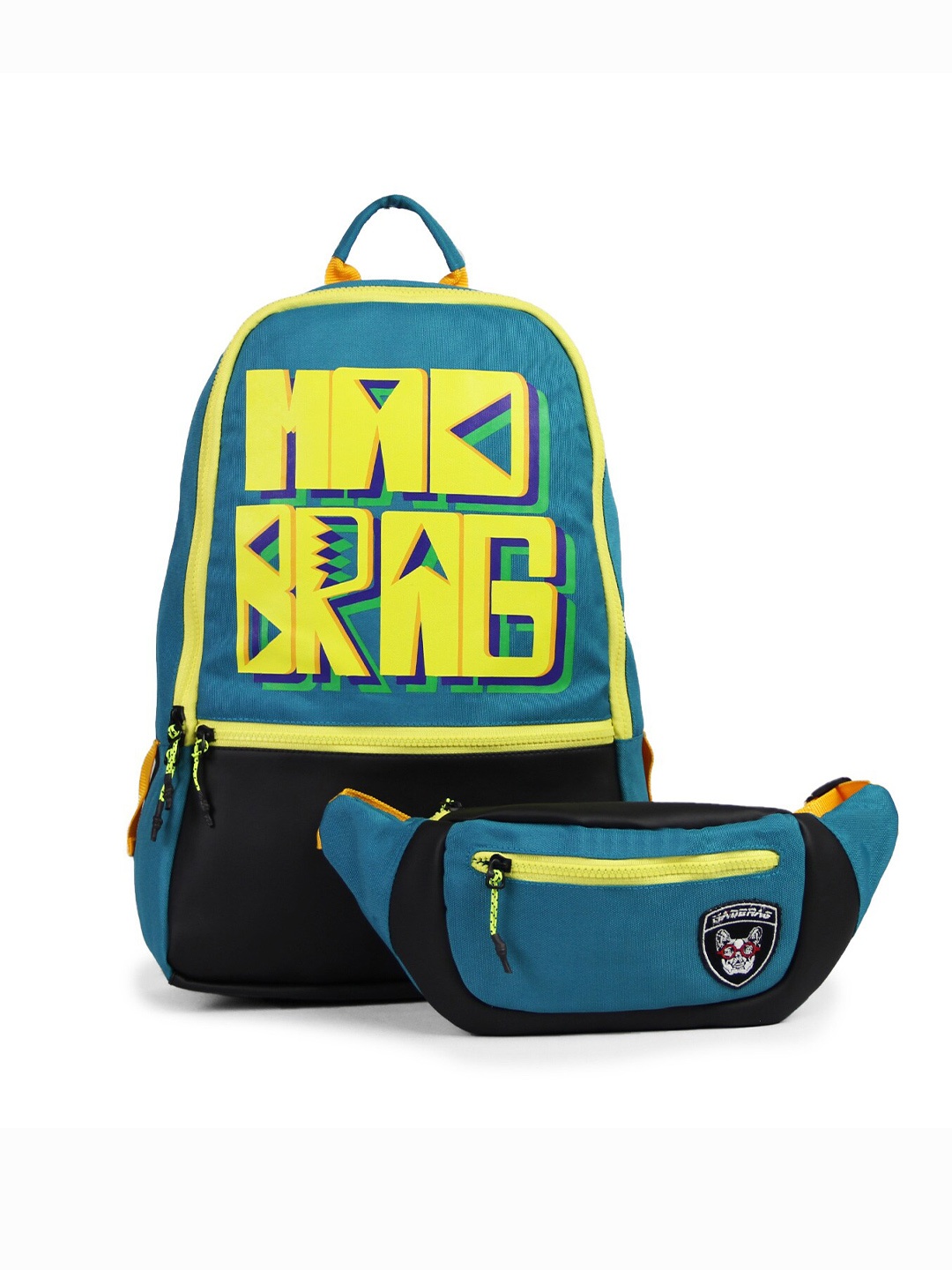 

MADBRAG Colourblocked Backpack With Waist Bag, Blue