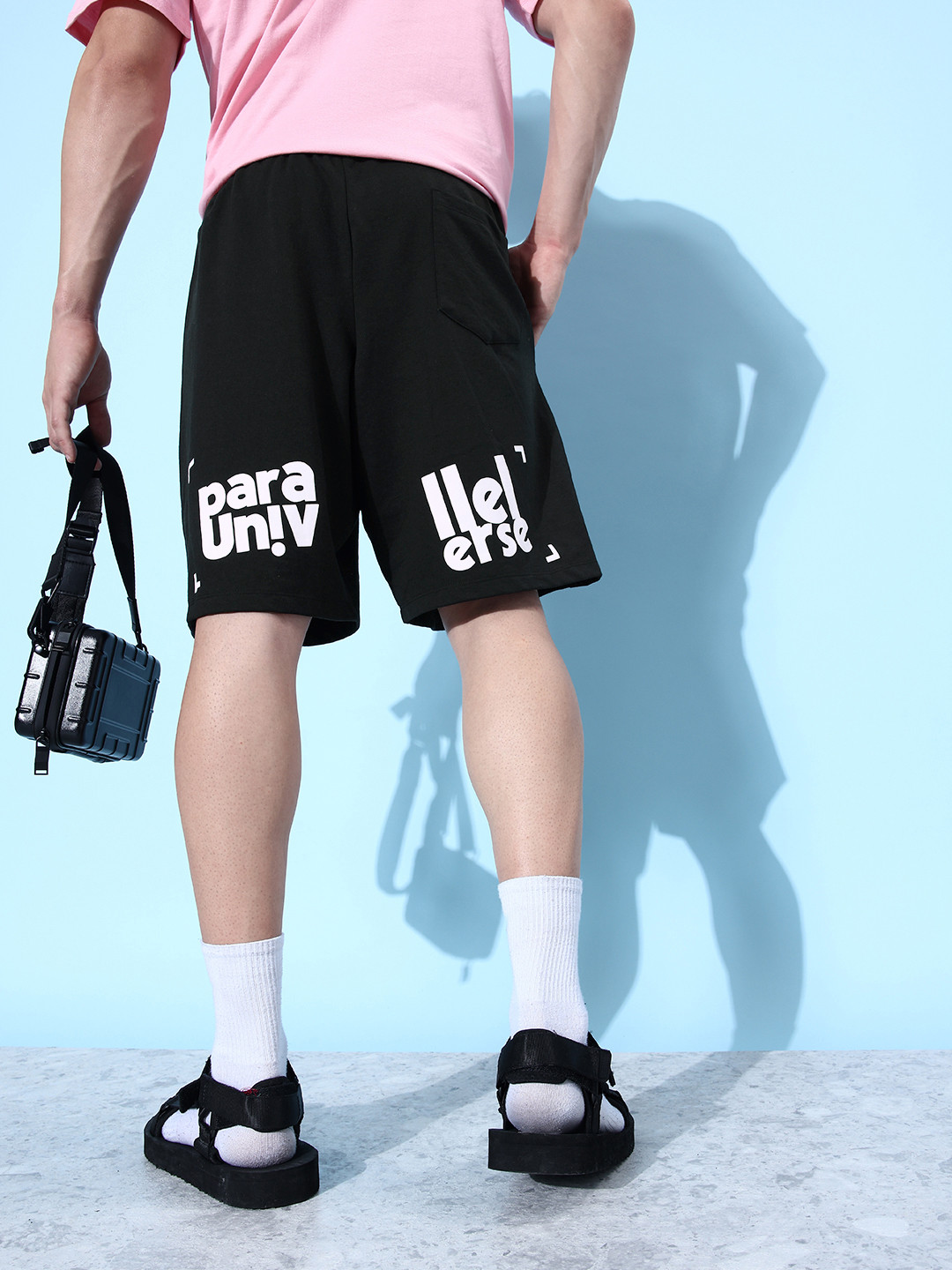 

Kook N Keech Men Jet Black Typography Printed Street Look Parade Texts & Monograms Shorts