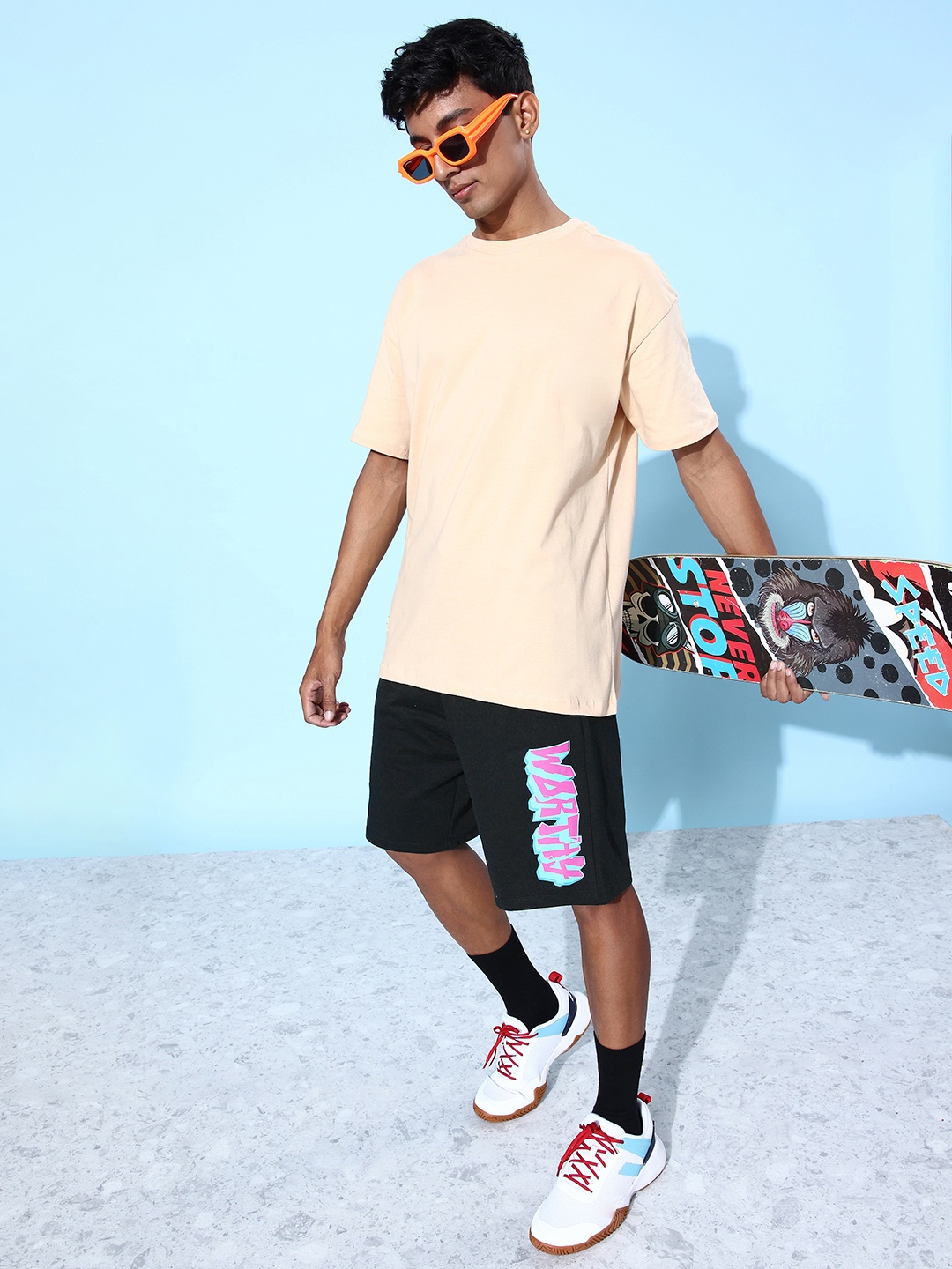 

Kook N Keech Men Jet Black Typography Printed Street Look Parade Texts & Monograms Shorts