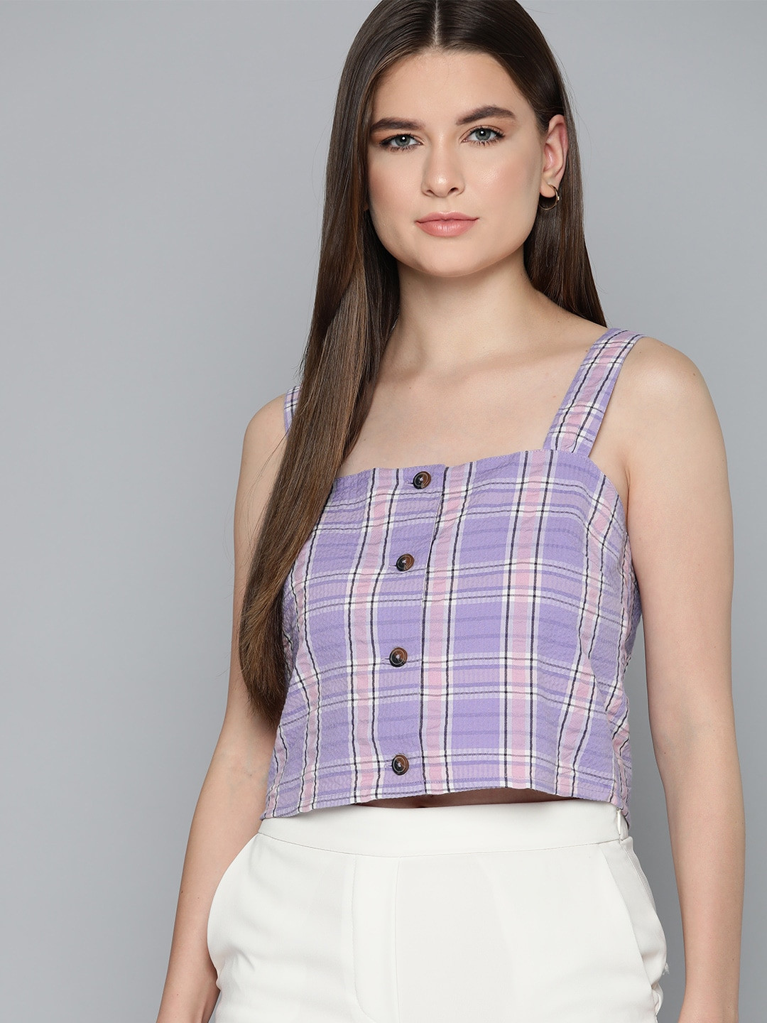 

Chemistry Checked Cotton Top, Lavender