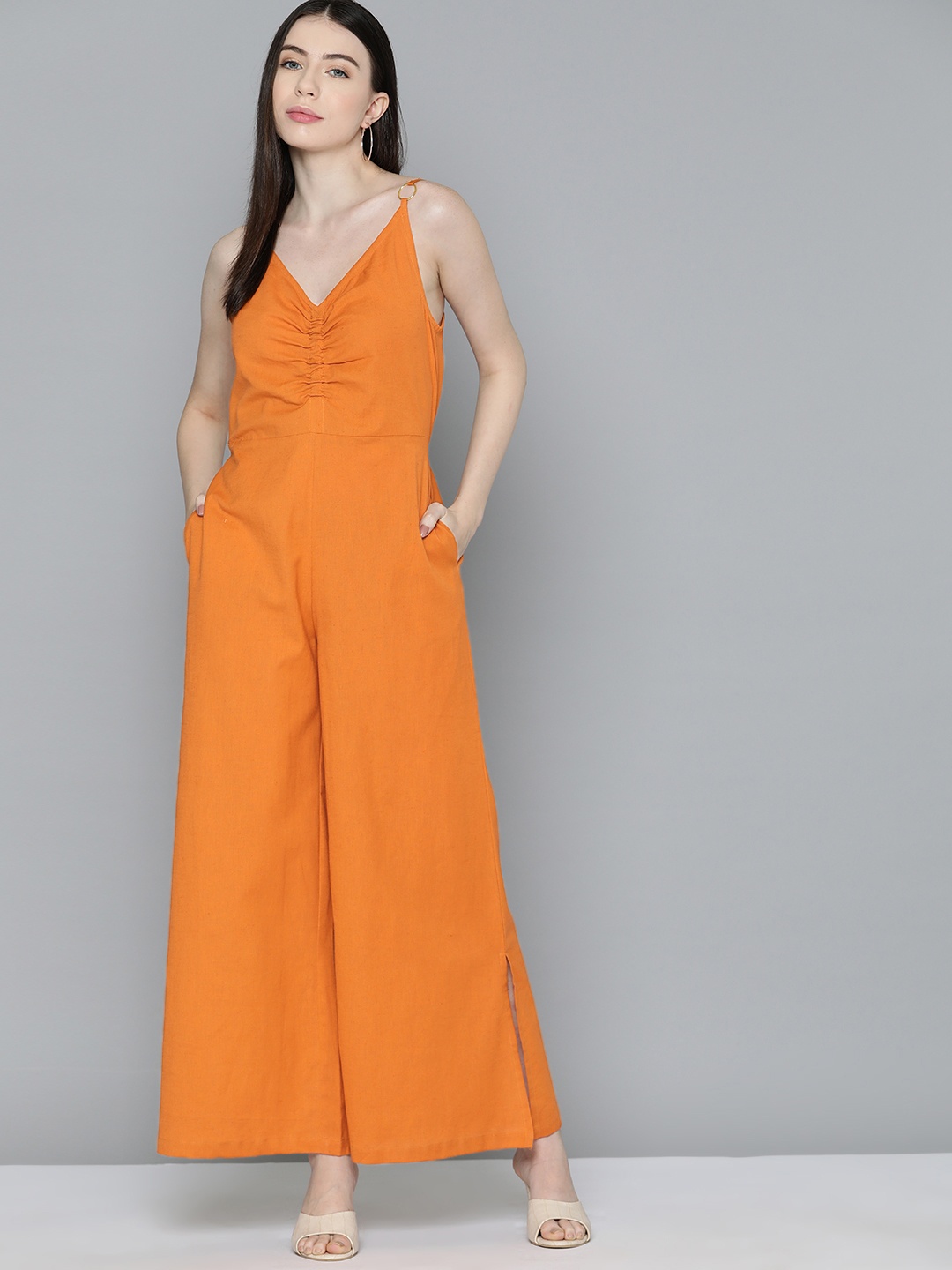 

Chemistry Ruched Detailed Basic Jumpsuit, Orange