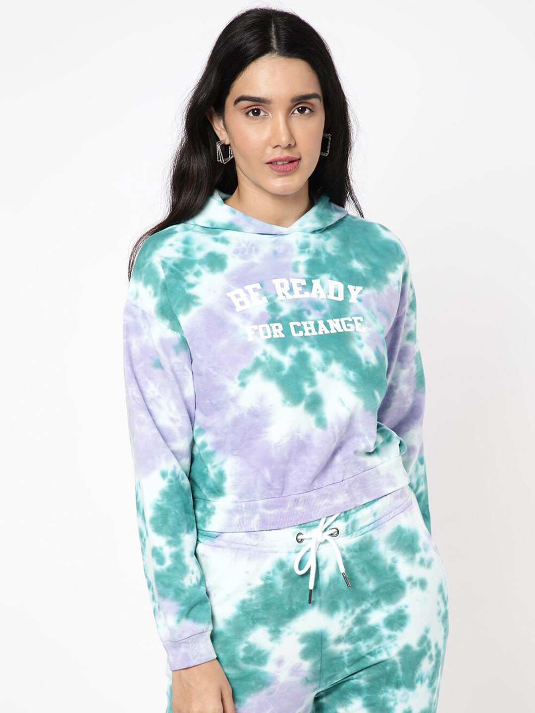 

R&B Women Printed Hooded Sweatshirt, Purple
