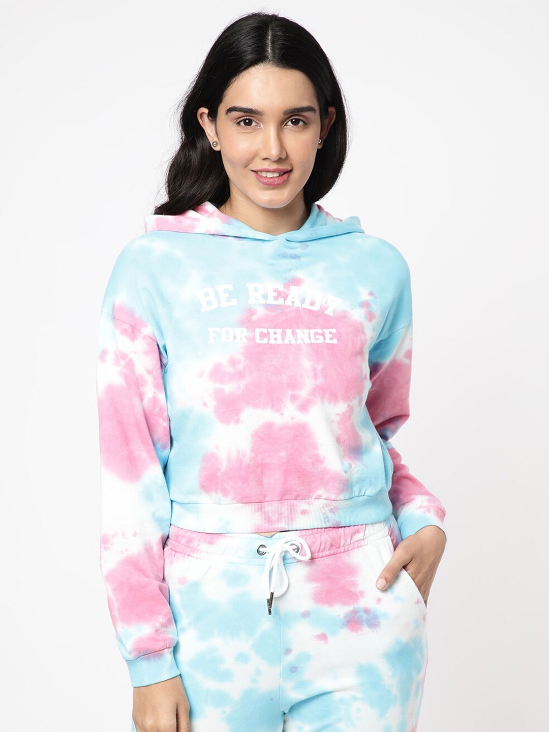 

R&B Women Printed Hooded Sweatshirt, Pink