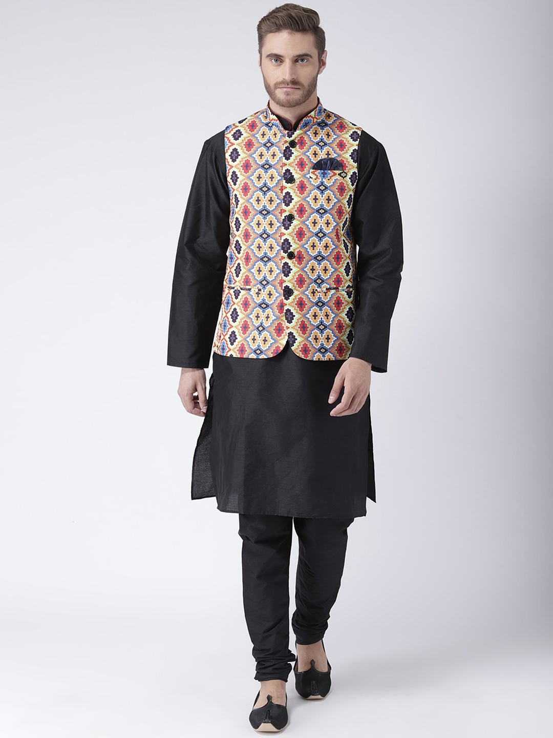 

hangup trend Men Kurta Set with Nehru Jacket, Black
