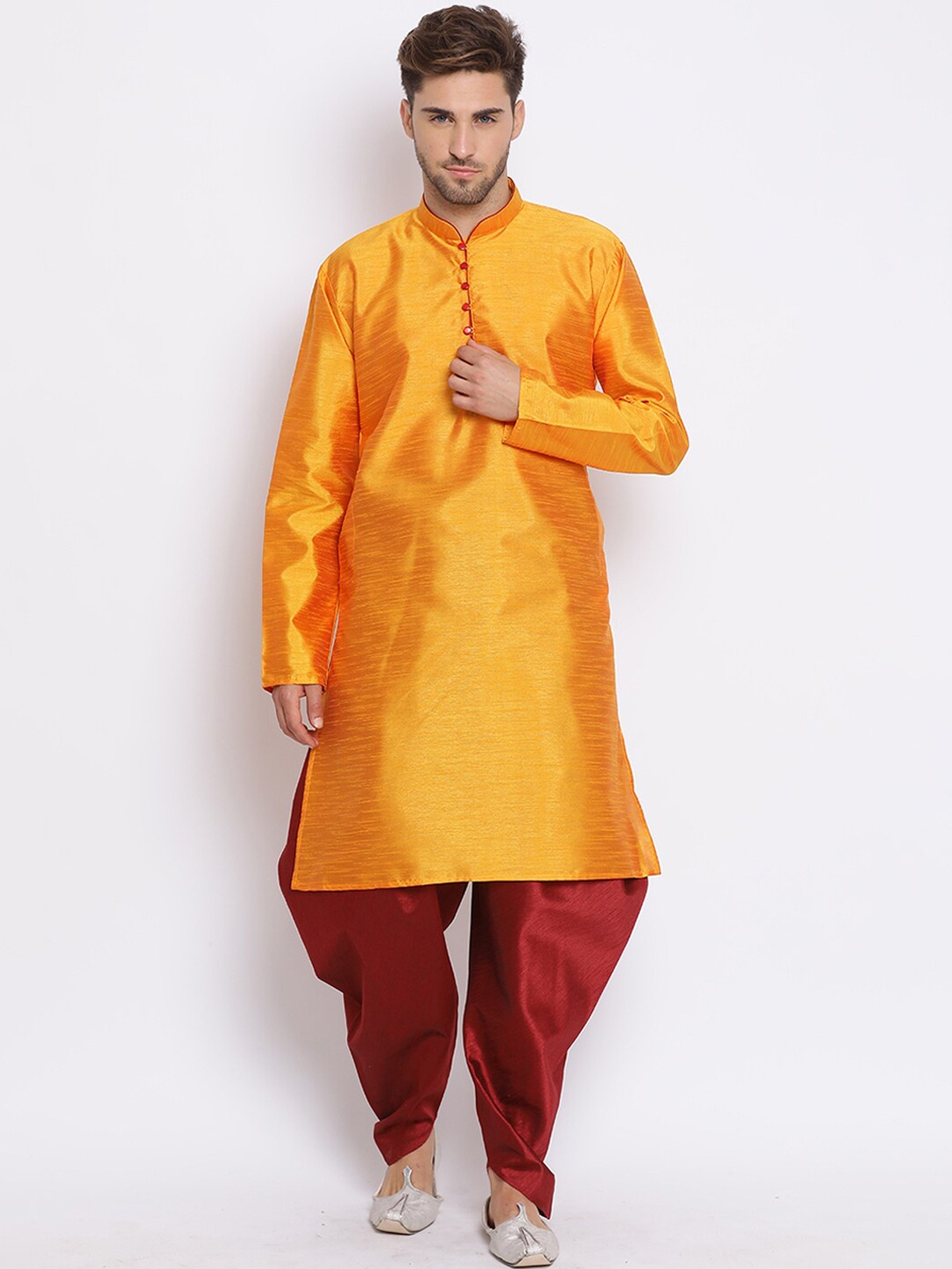 

hangup trend Men Kurta with Dhoti Pants, Mustard