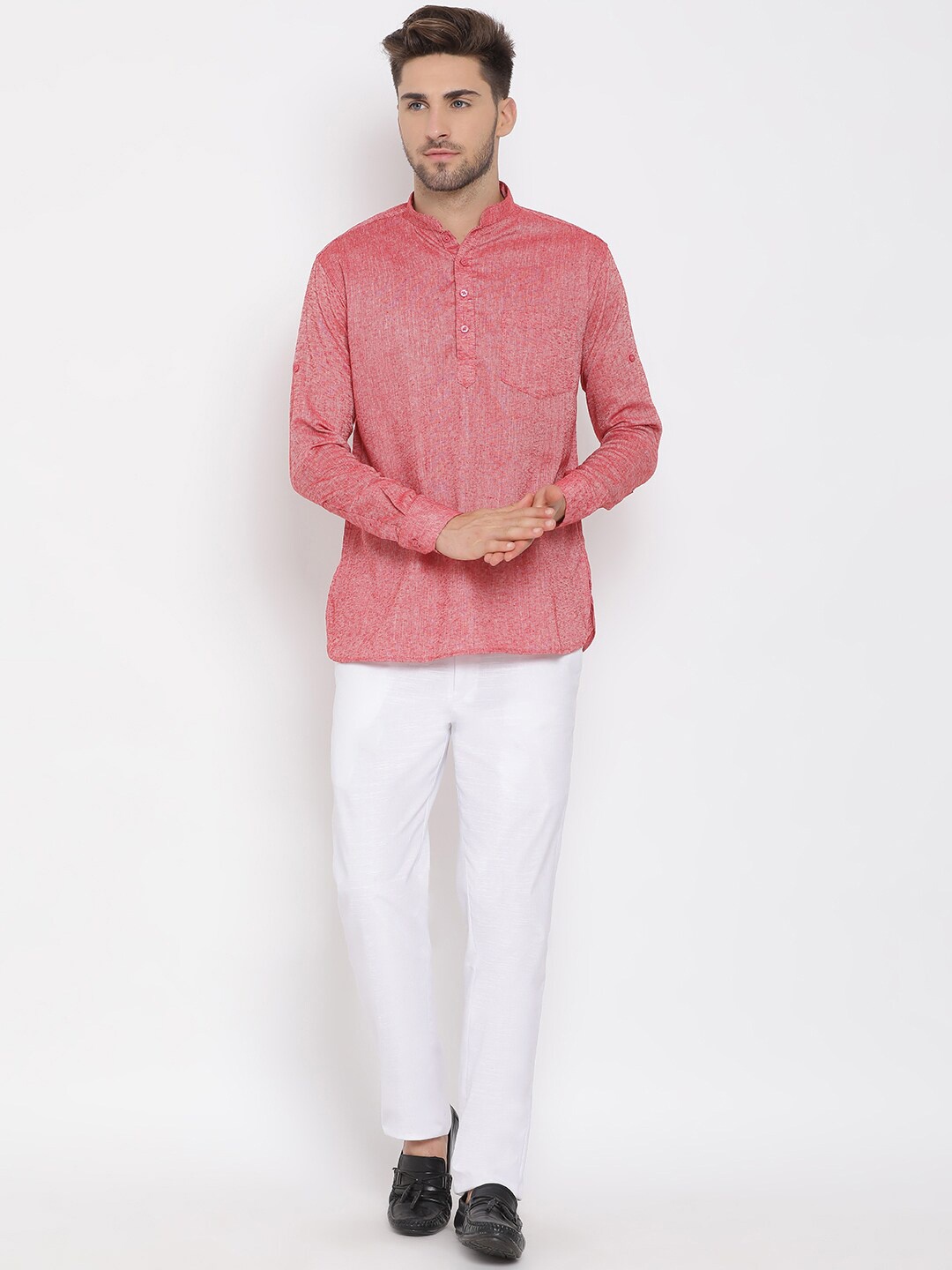 

hangup trend Men Kurta with Trousers & Nehru Jacket, Pink