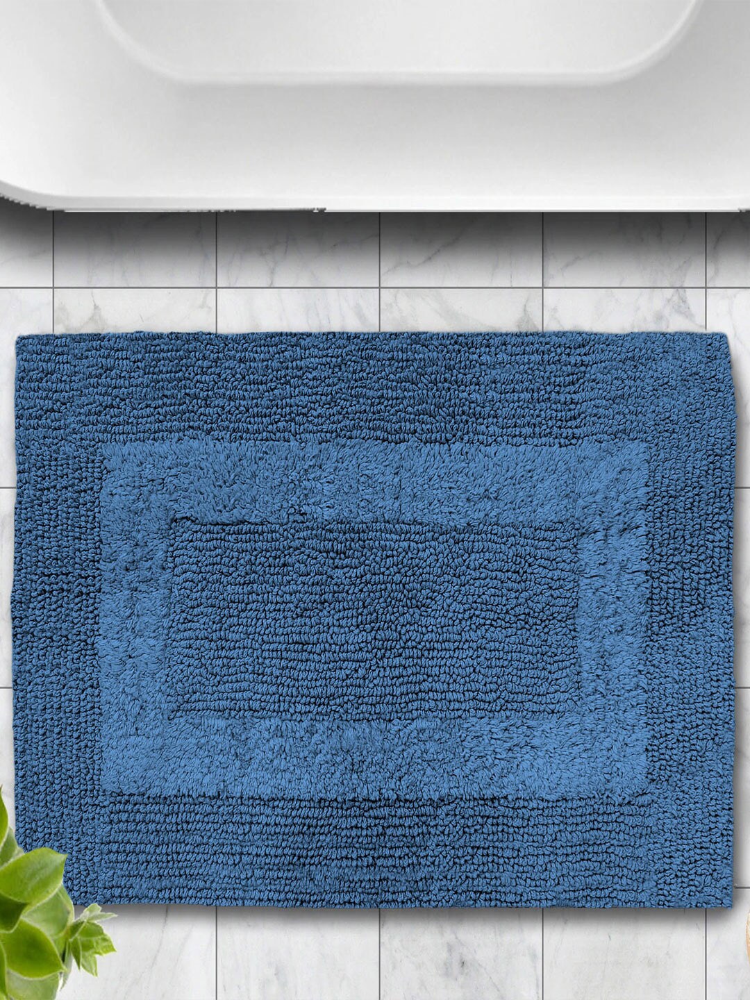 

LUXEHOME INTERNATIONAL Paris Teal-Blue 2800GSM Pure Cotton Quick Dry Reversible Bath Rug