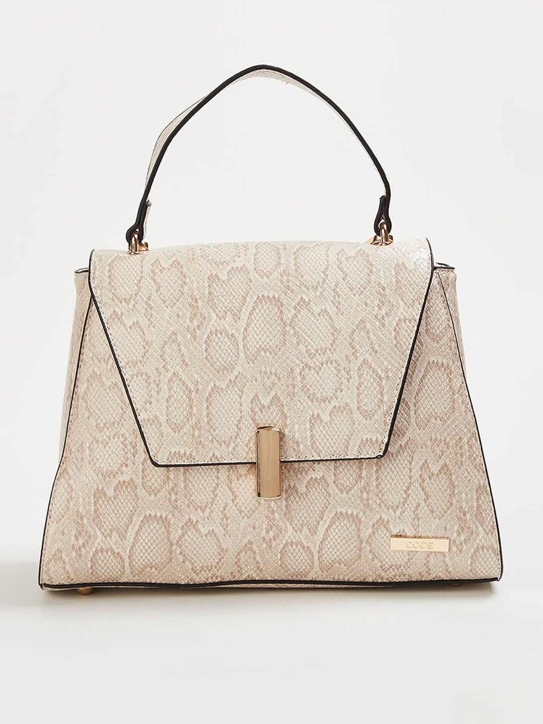 

CODE by Lifestyle Animal Printed Structured Satchel, Beige