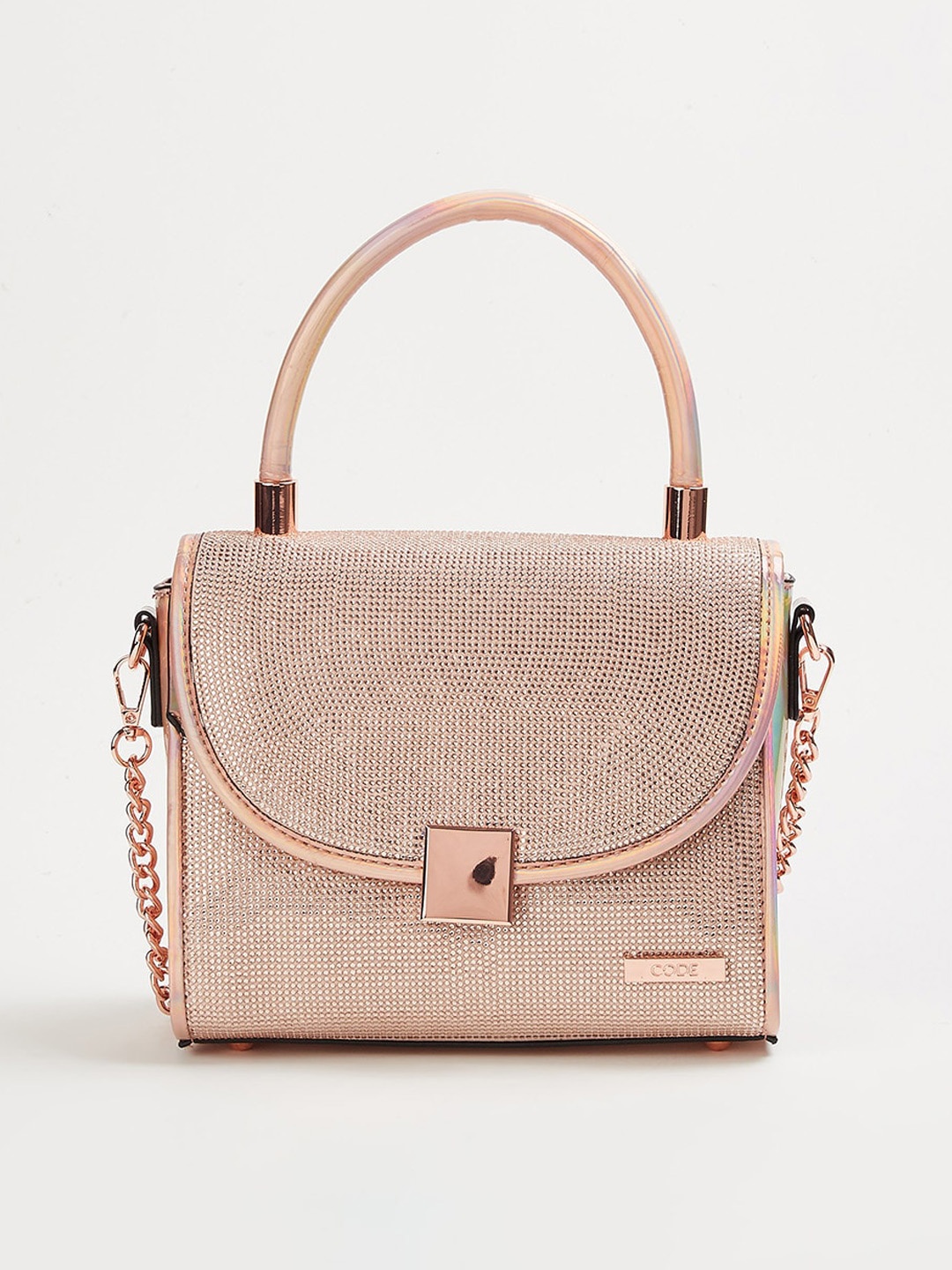 

CODE by Lifestyle Textured Structured Satchel, Gold