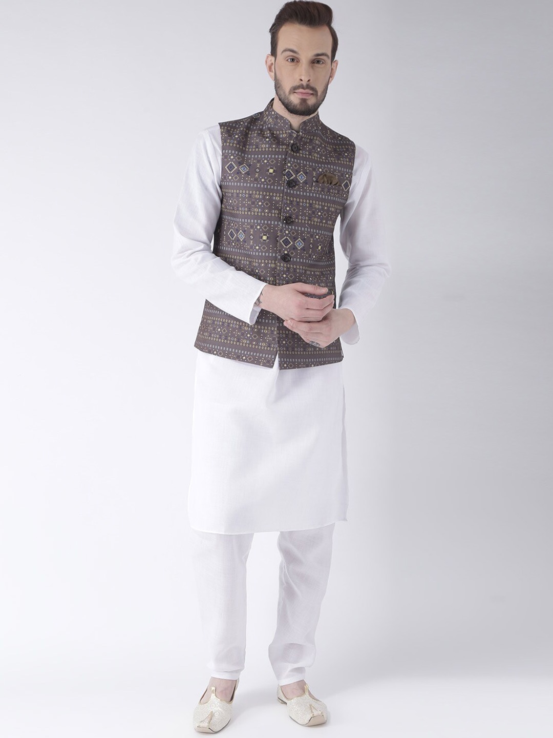

Hangup Men Pure Cotton Kurta with Pyjamas, White