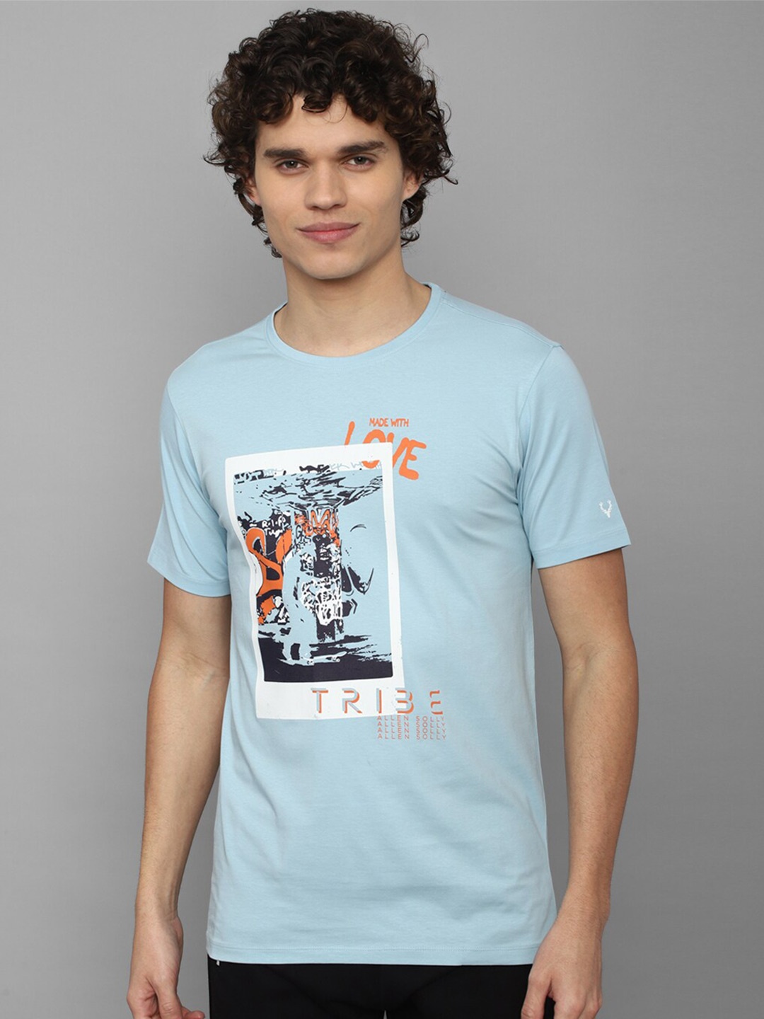

Allen Solly Men Round Neck Printed Cotton T-shirt, Blue