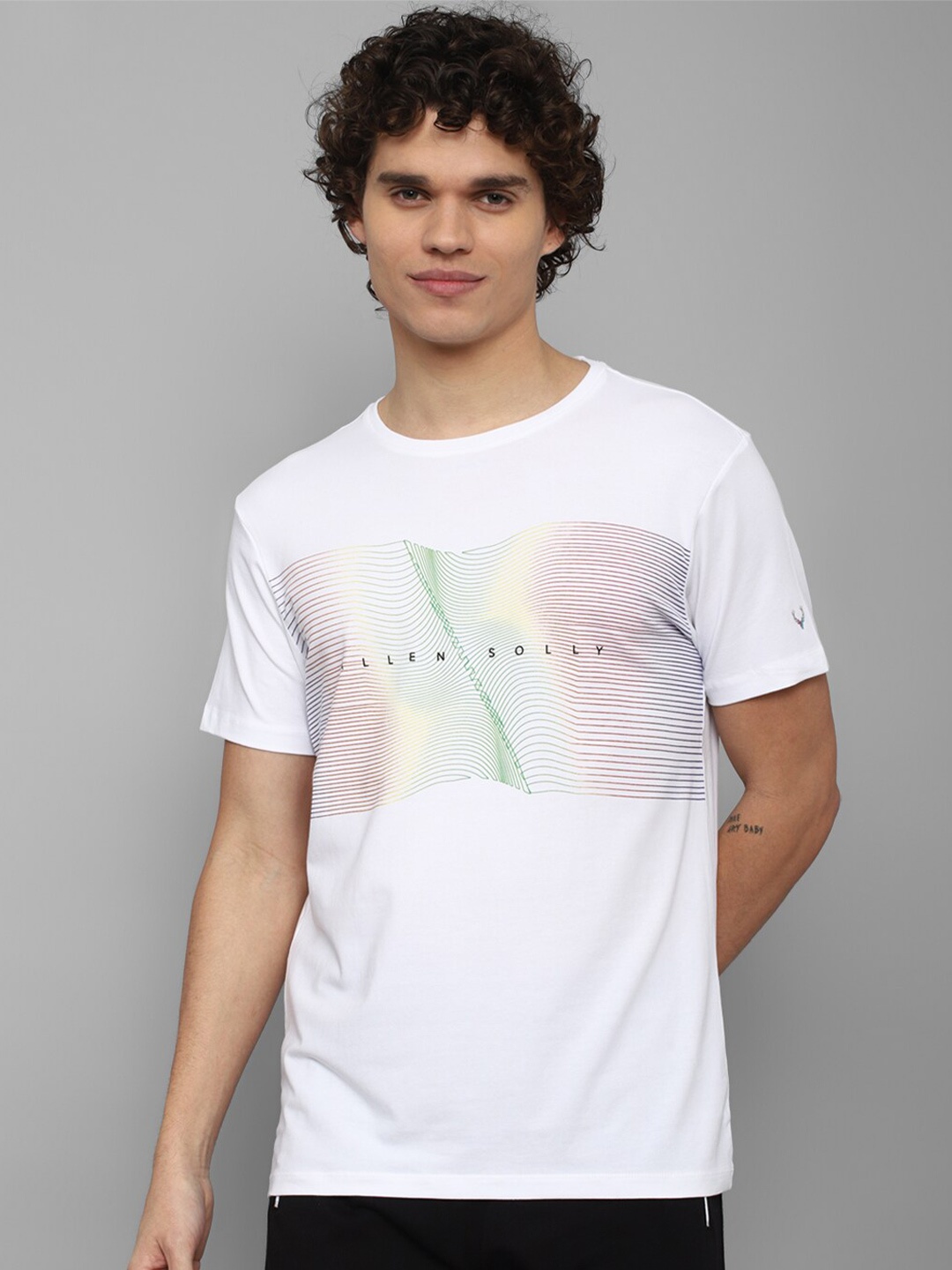 

Allen Solly Men Abstract Printed Round Neck T-shirt, White