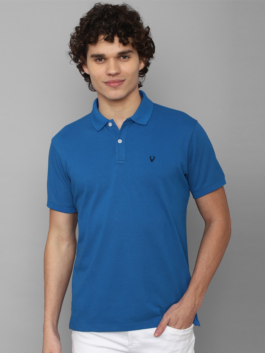 

Allen Solly Men Polo Collar Pure Cotton T-shirt, Blue