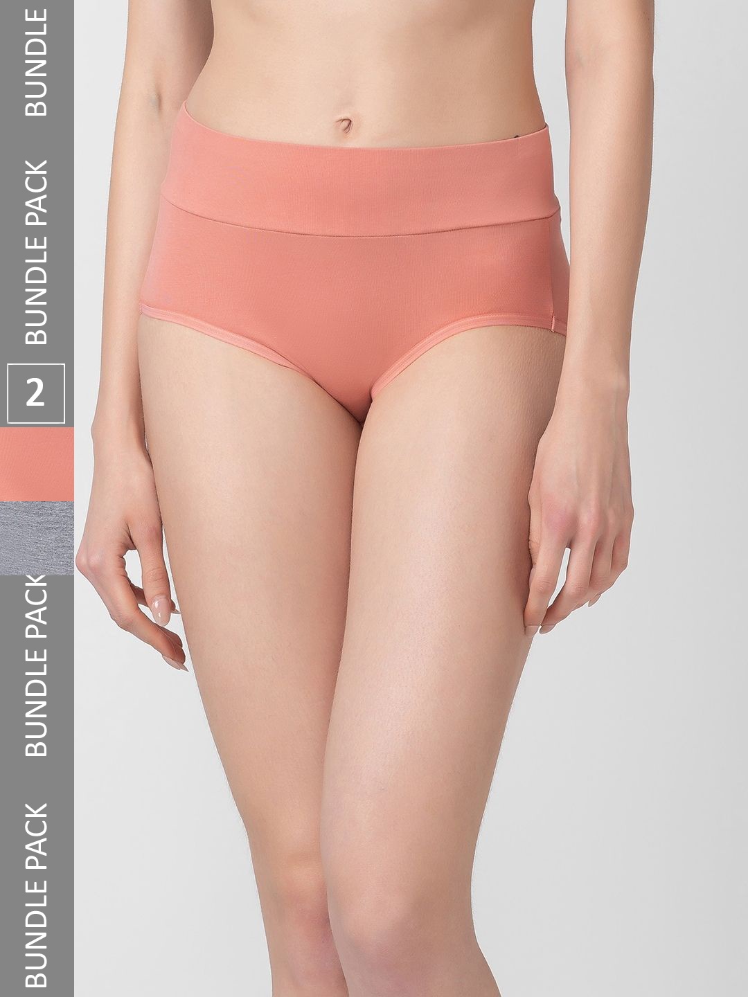 

Candyskin Women Pack Of 2 Cotton High Rise Basic Briefs, Coral