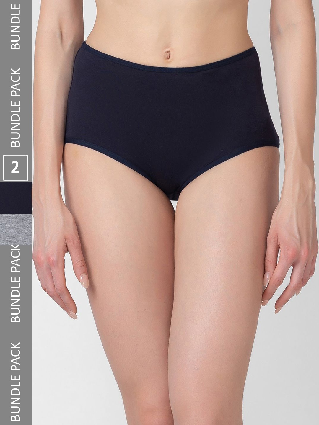 

Candyskin Women Pack Of 2 Cotton Anti-Bacterial Hipster Briefs, Grey