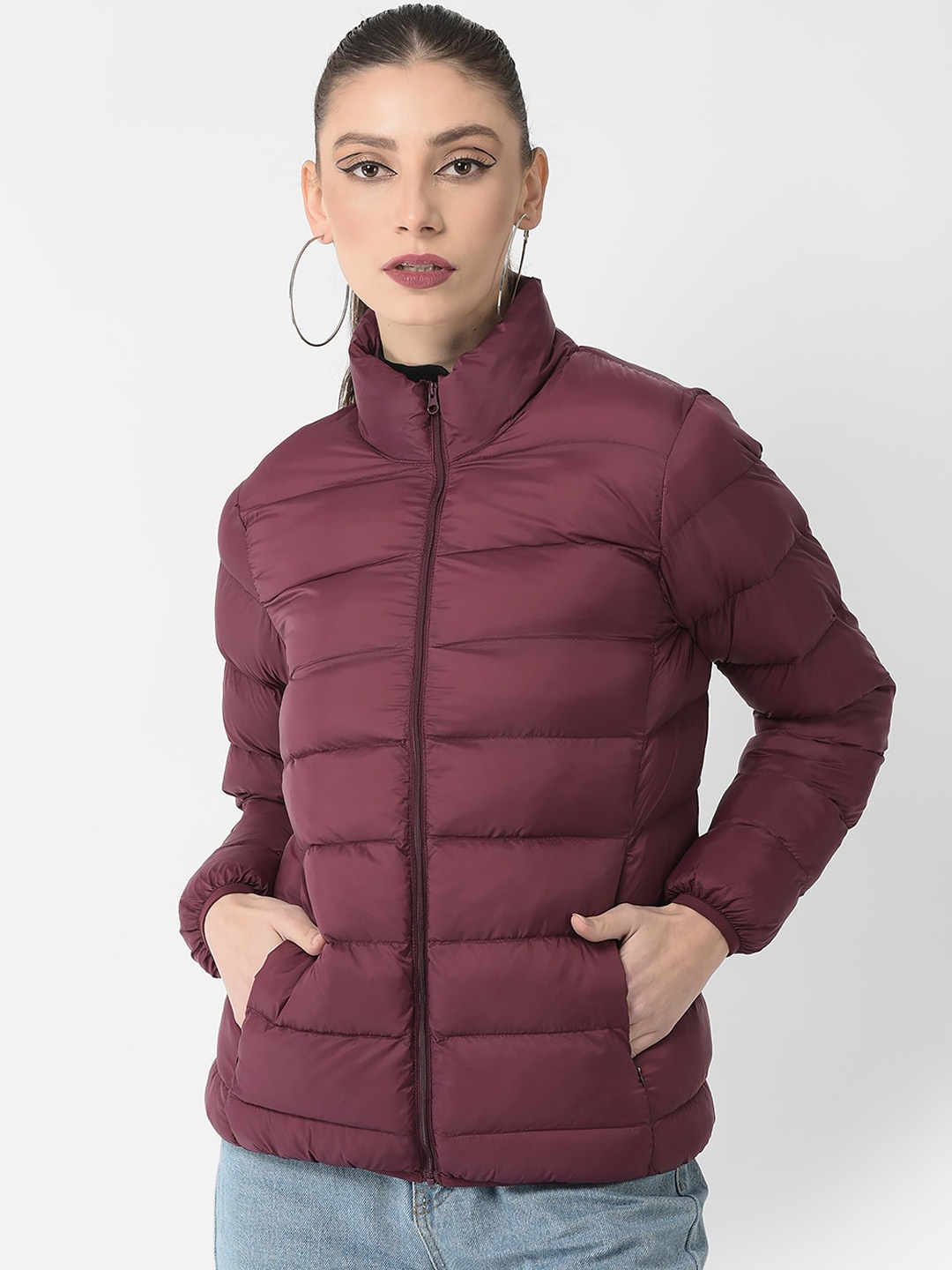 

Crimsoune Club Women Mock Collar Puffer Jacket, Red