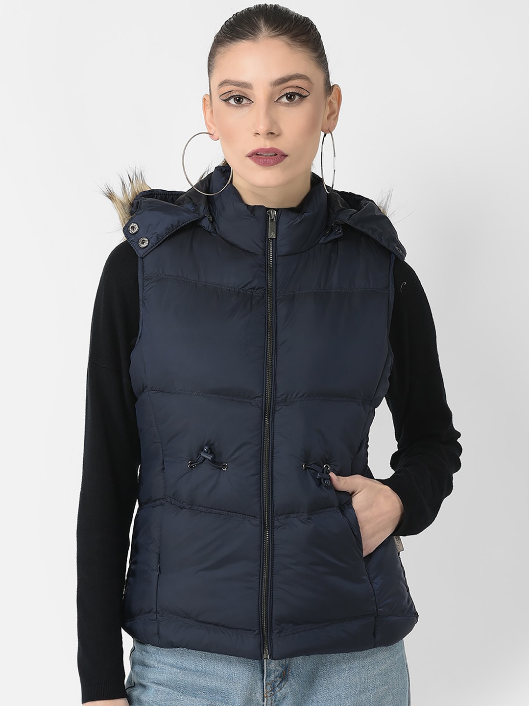 

Crimsoune Club Women Hooded Padded Jacket, Navy blue