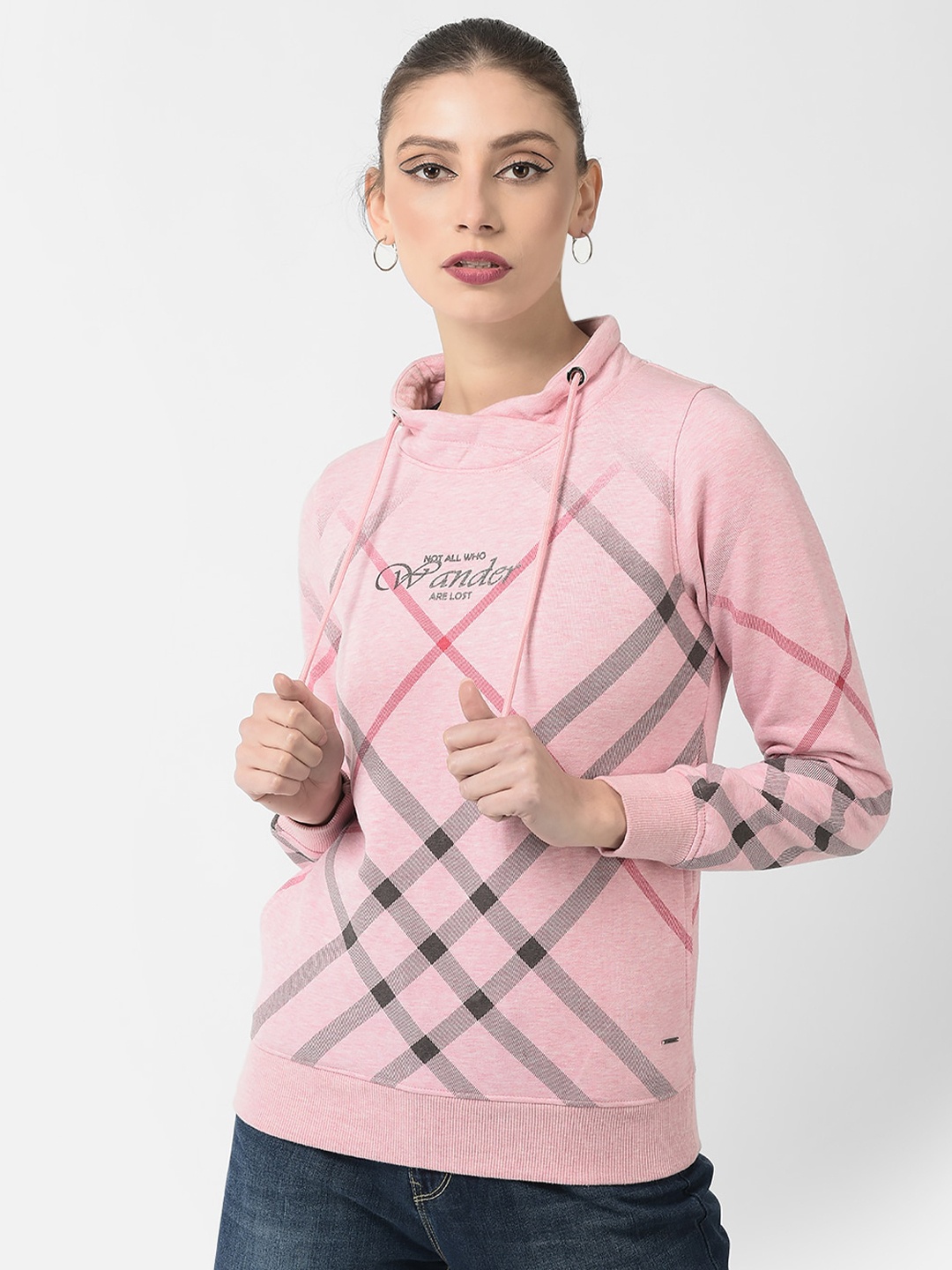 

Crimsoune Club Women Checked Sweatshirt, Pink
