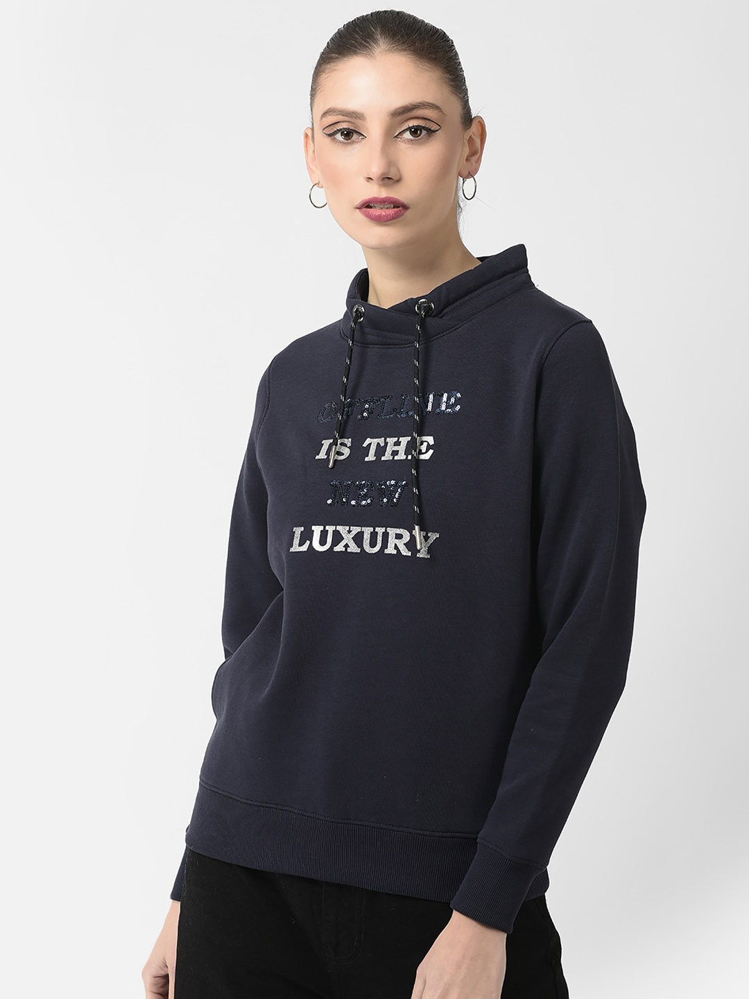 

Crimsoune Club Women Printed Sweatshirt, Navy blue