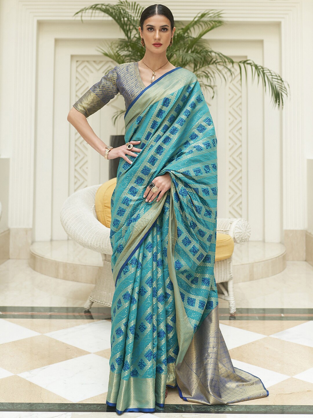 

Mitera Woven Design Zari Patola Saree, Blue