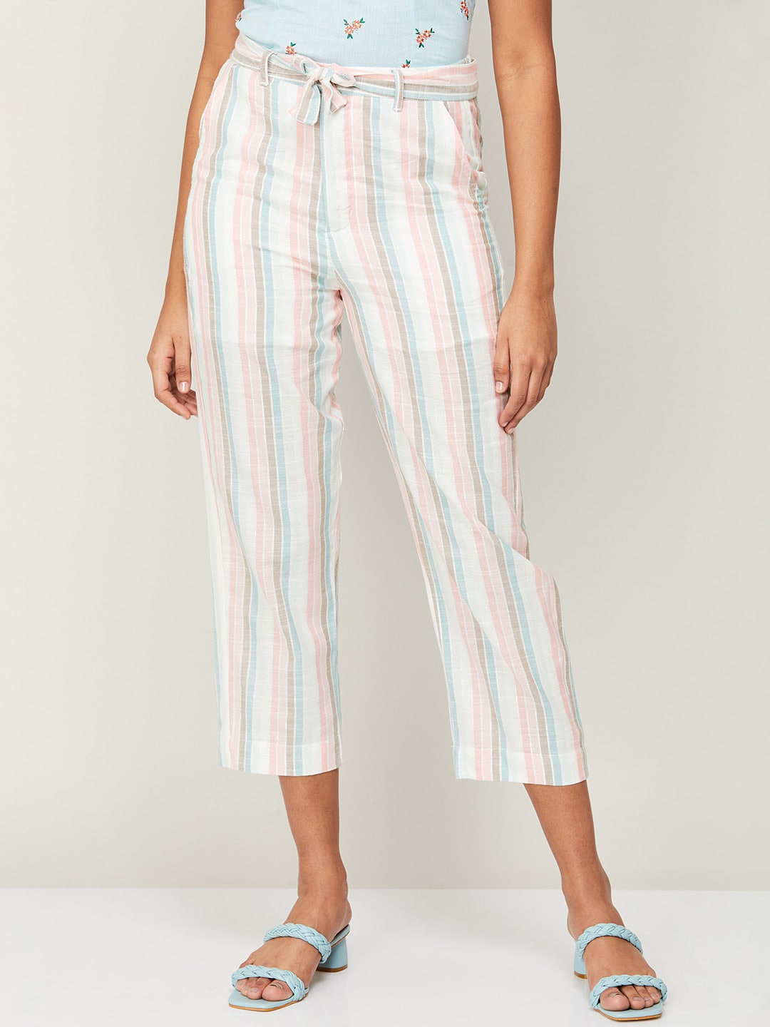 

CODE by Lifestyle Women Striped Trousers, Beige