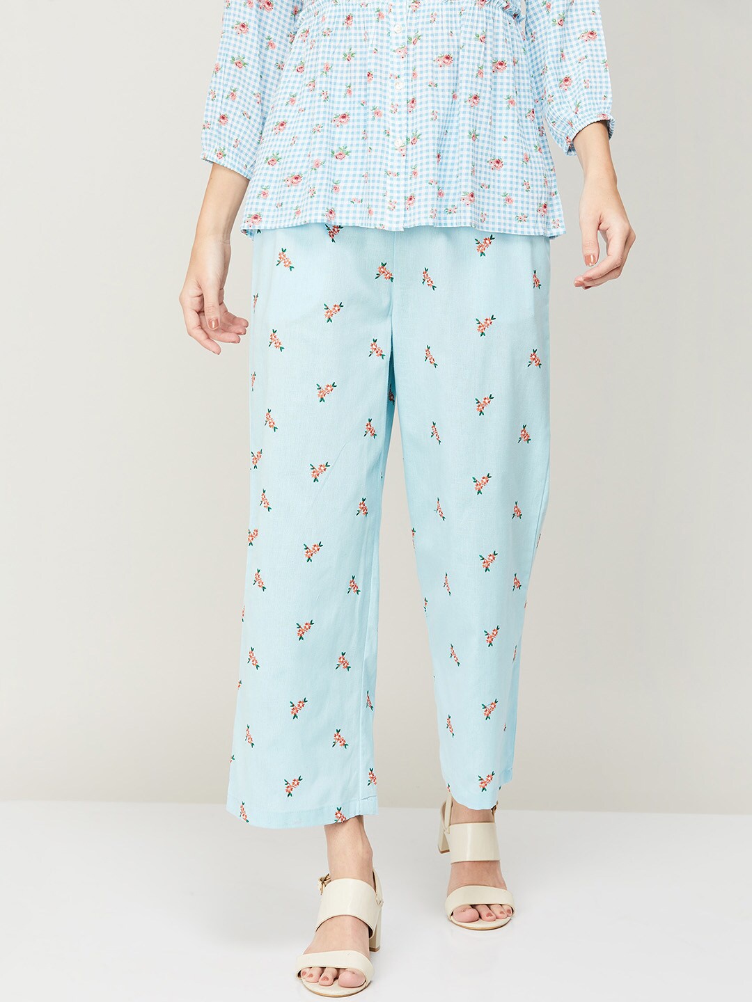 

Fame Forever by Lifestyle Women Floral Printed Trousers, Blue