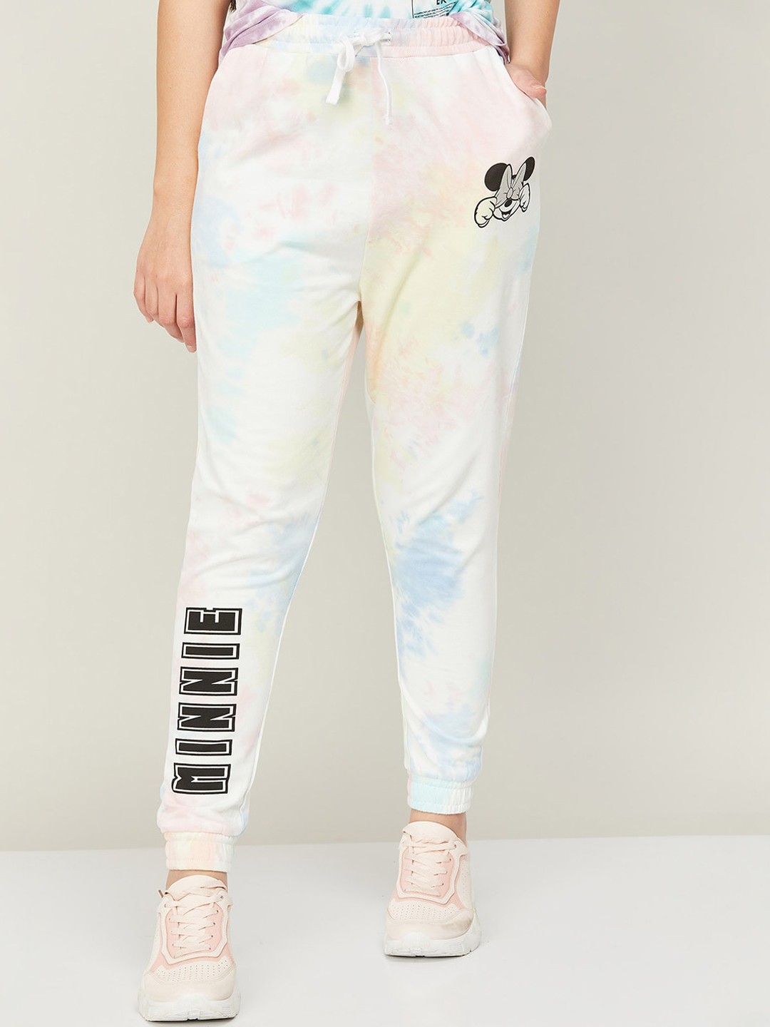 

Ginger by Lifestyle Women Tie and Dye Printed Pure Cotton Slim Fit Joggers, White