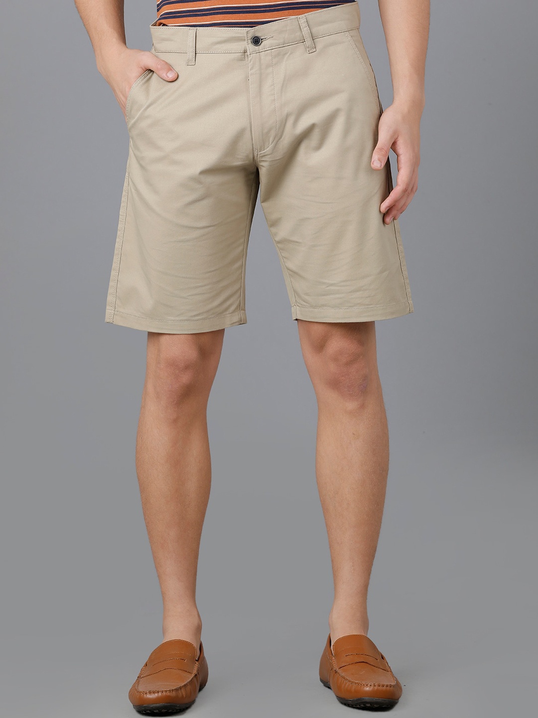 

YOVISH Men Cotton Slim Fit Shorts, Khaki