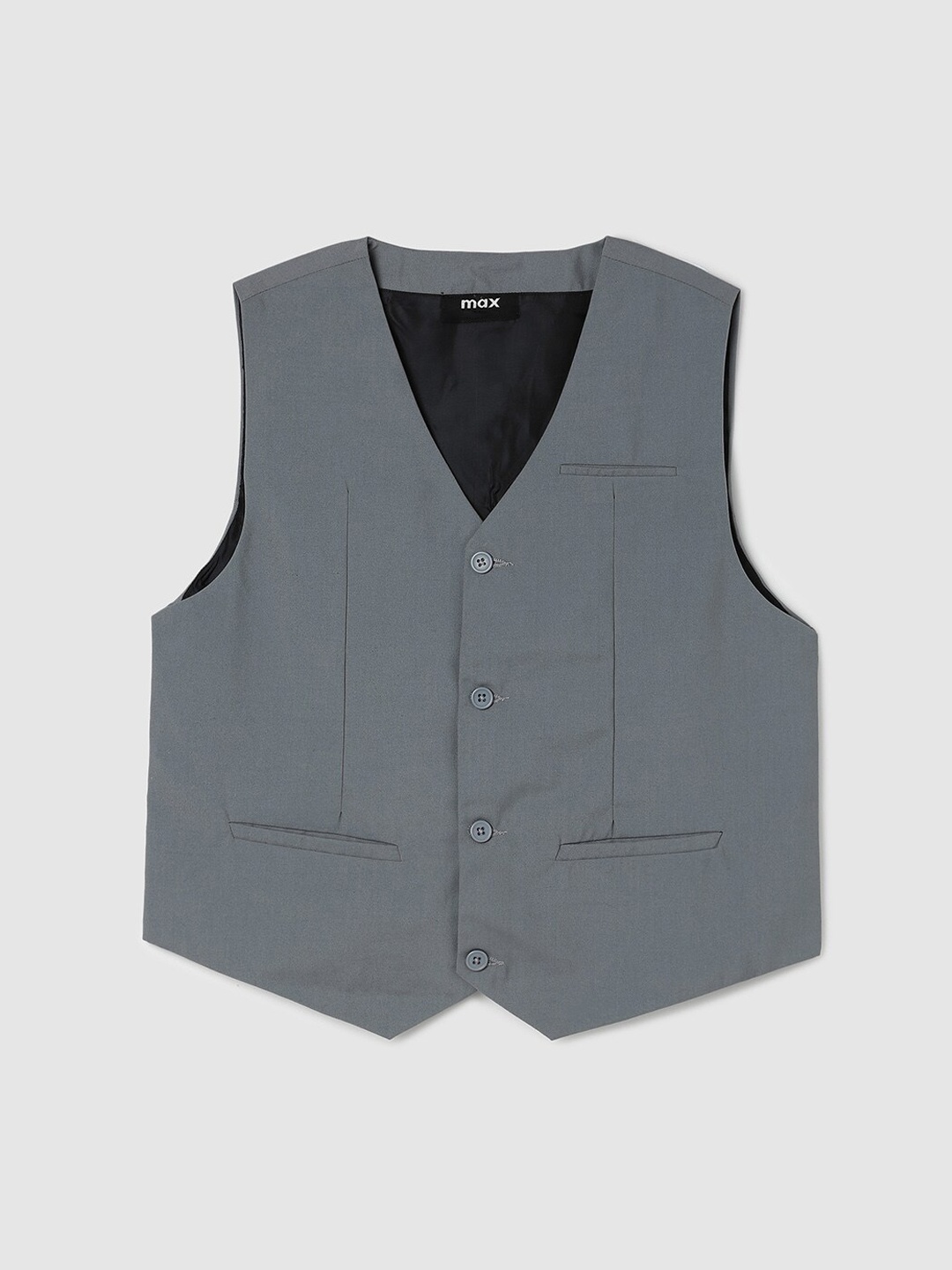 

max Boys V-Neck Woven Waistcoat, Grey