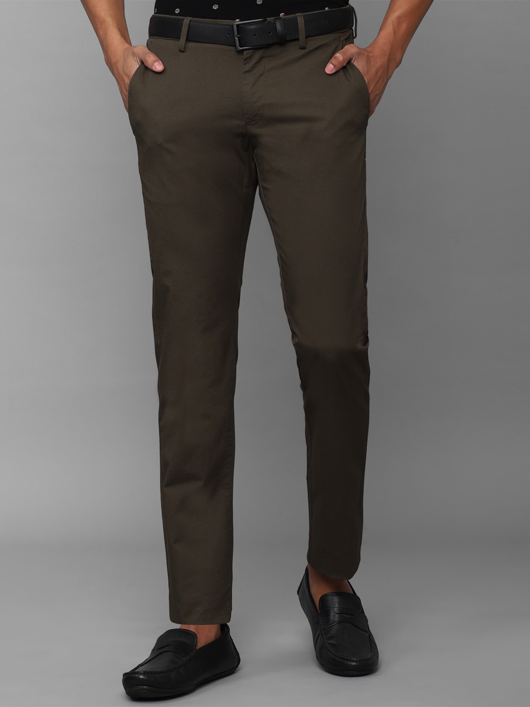 

Allen Solly Men Cotton Slim Fit Regular Trousers, Olive