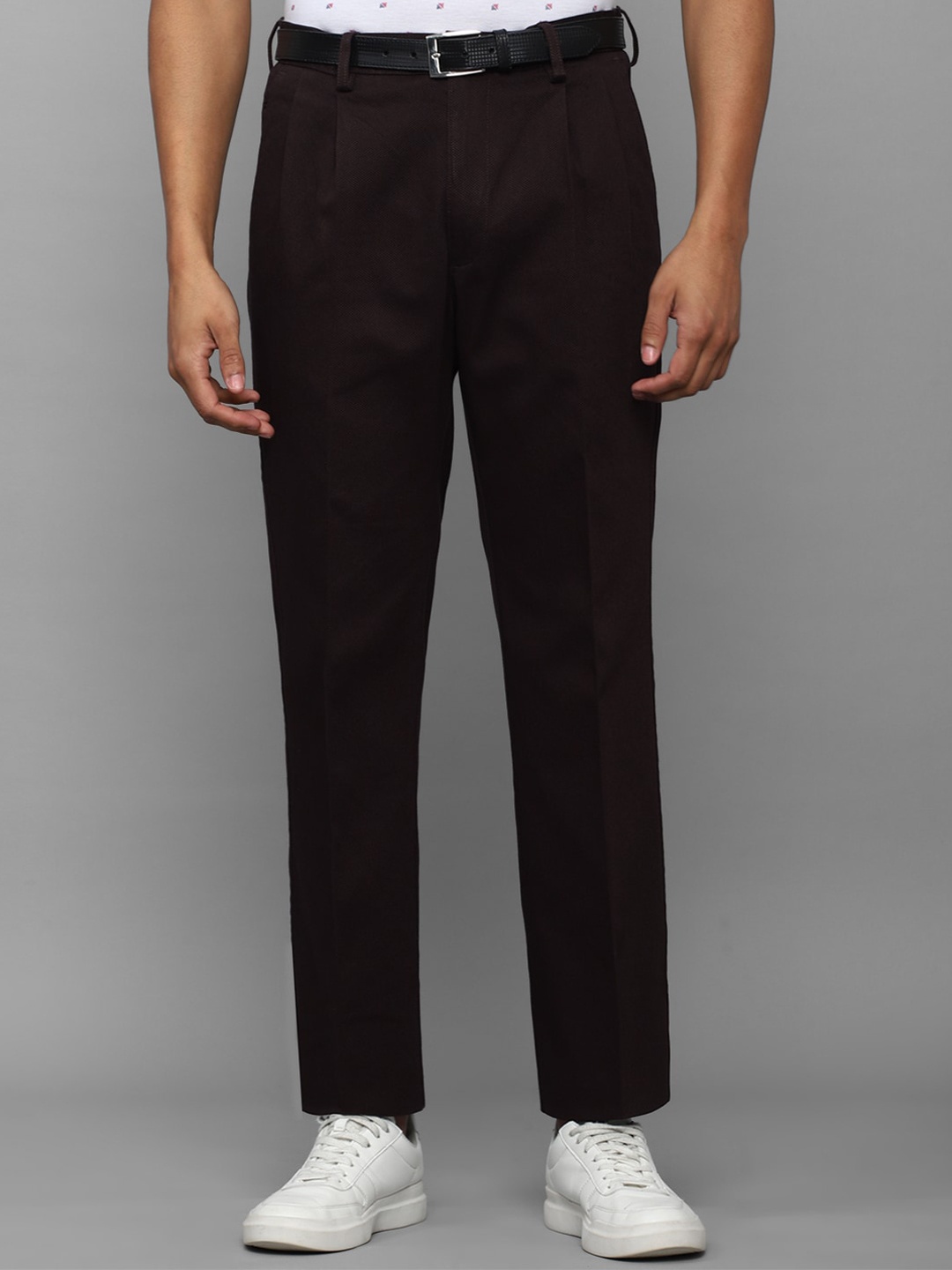 

Allen Solly Men Pleated Cotton Regular Trousers, Brown
