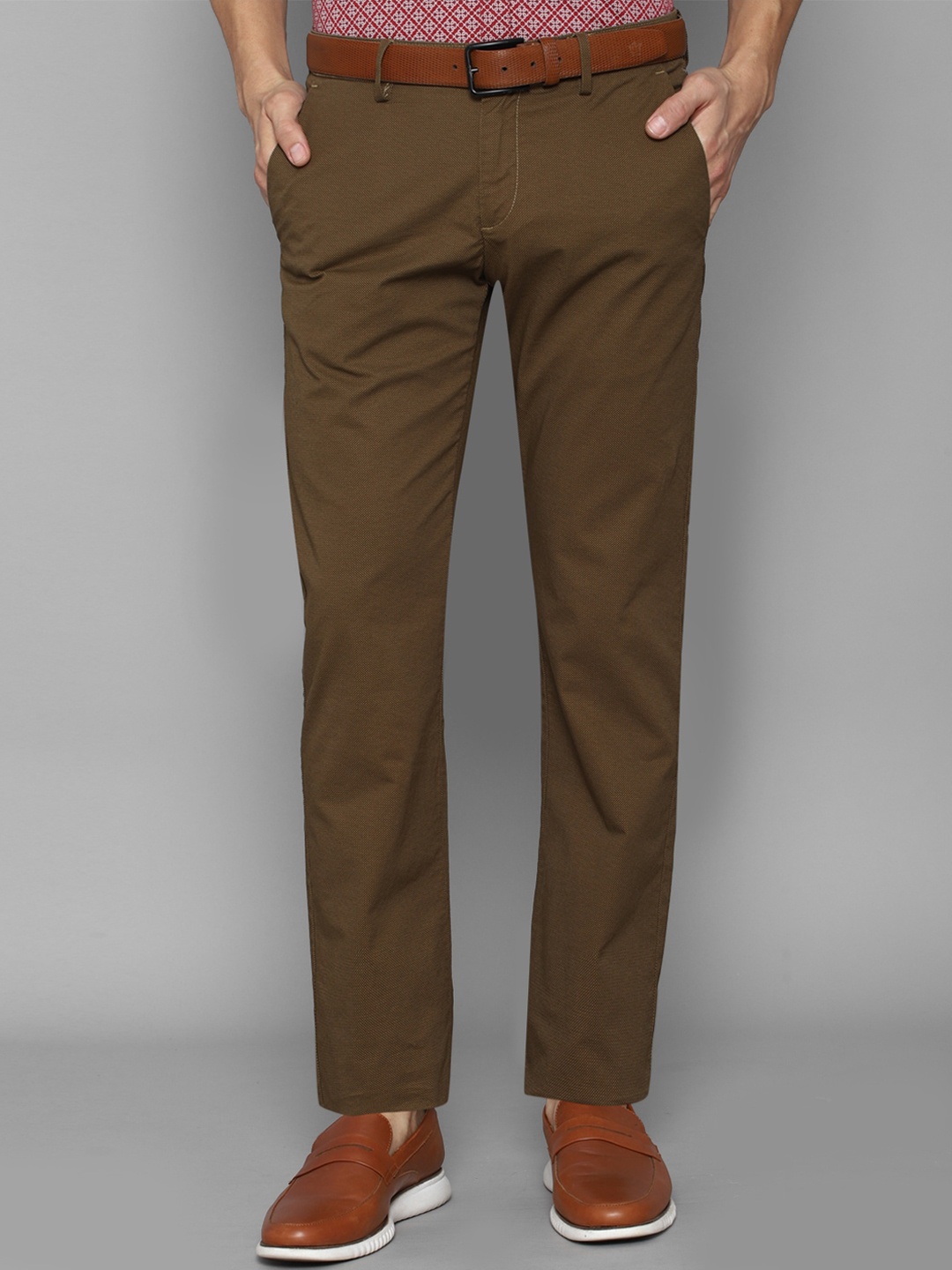 

Allen Solly Men Cotton Slim Fit Regular Trousers, Brown