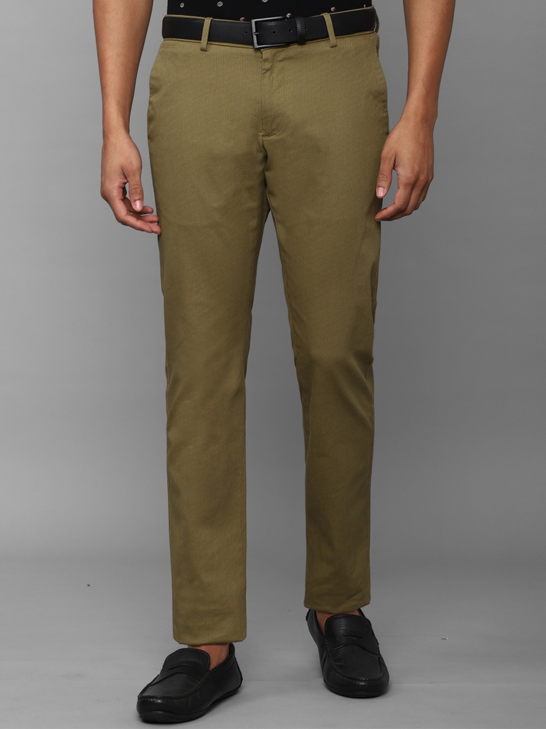 

Allen Solly Men Cotton Slim Fit Regular Trousers, Olive