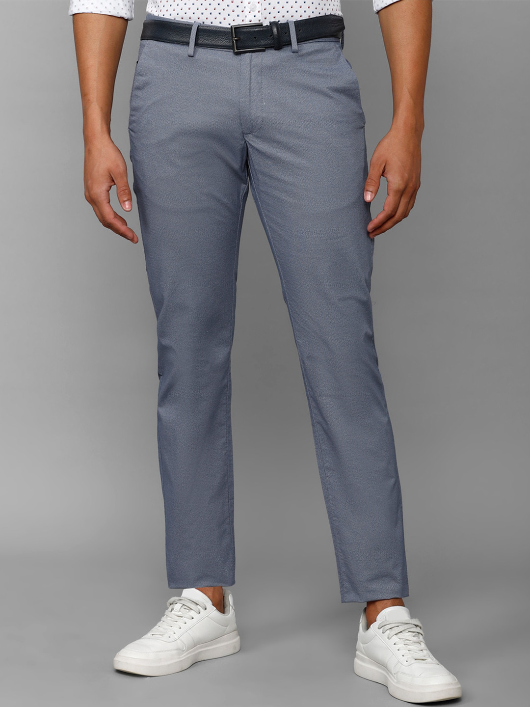 

Allen Solly Men Printed Slim Fit Trousers, Blue
