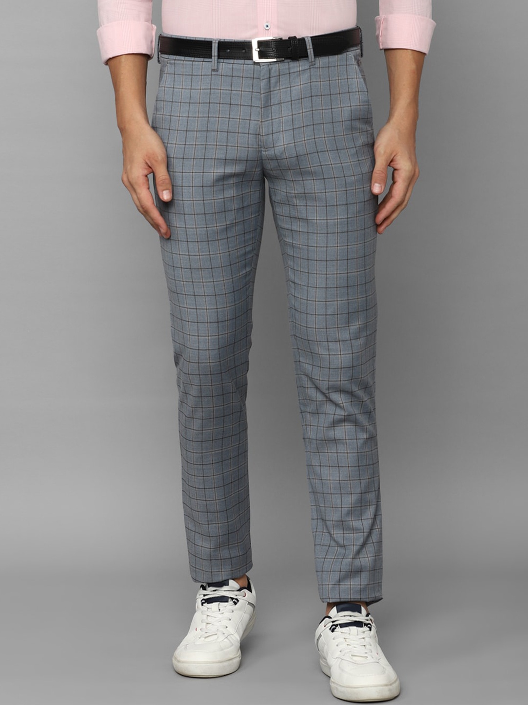 

Louis Philippe Sport Men Checked Slim Fit Trousers, Grey