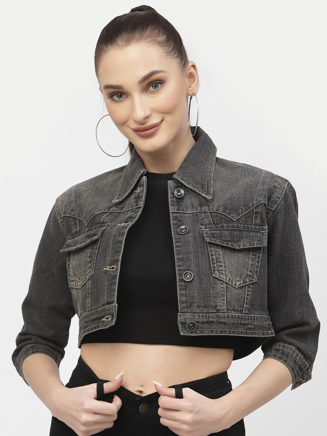 

Westwood Women Crop Denim Jacket, Black