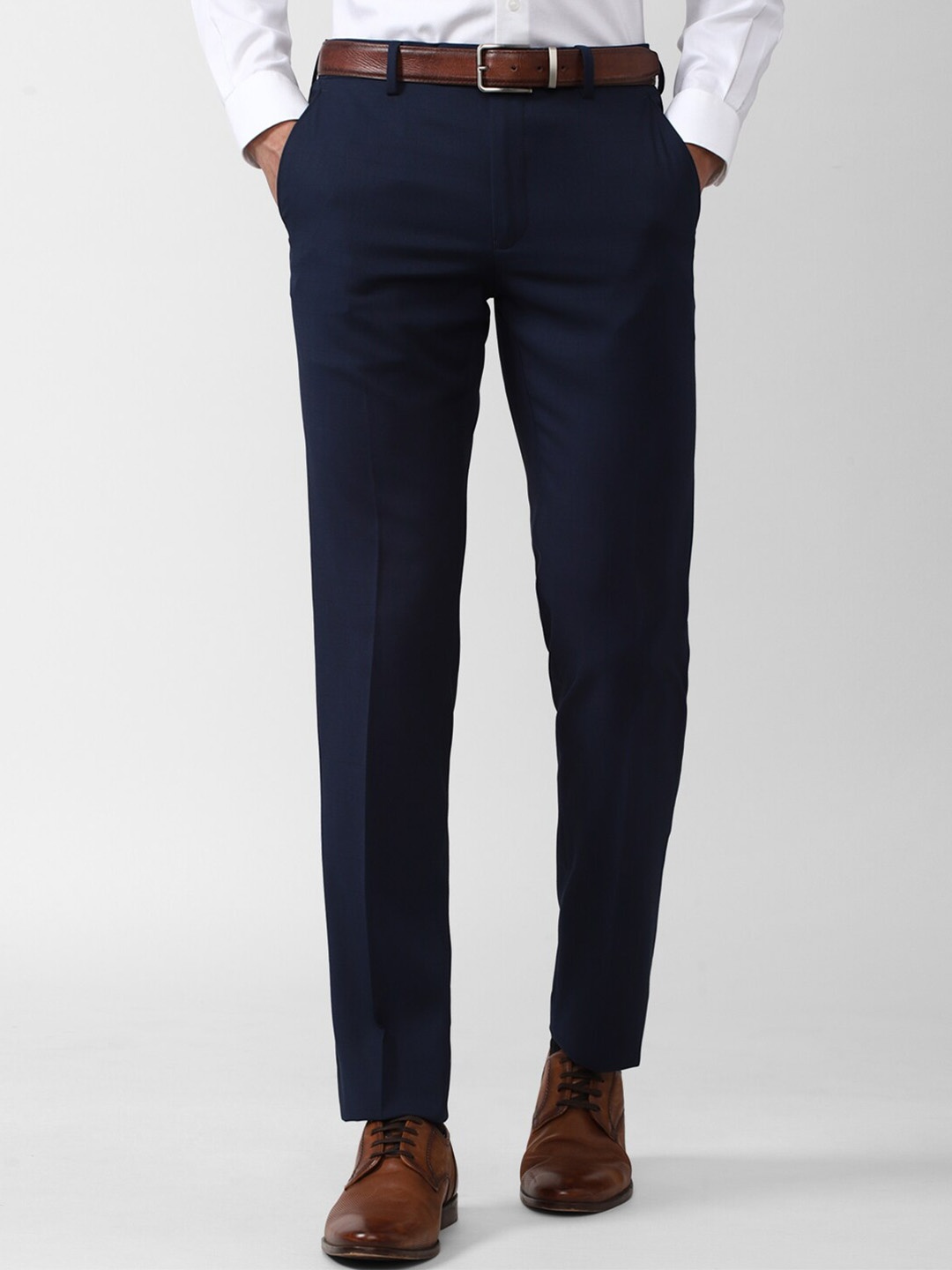 

Van Heusen Men Slim Fit Mid-Rise Trouser, Navy blue