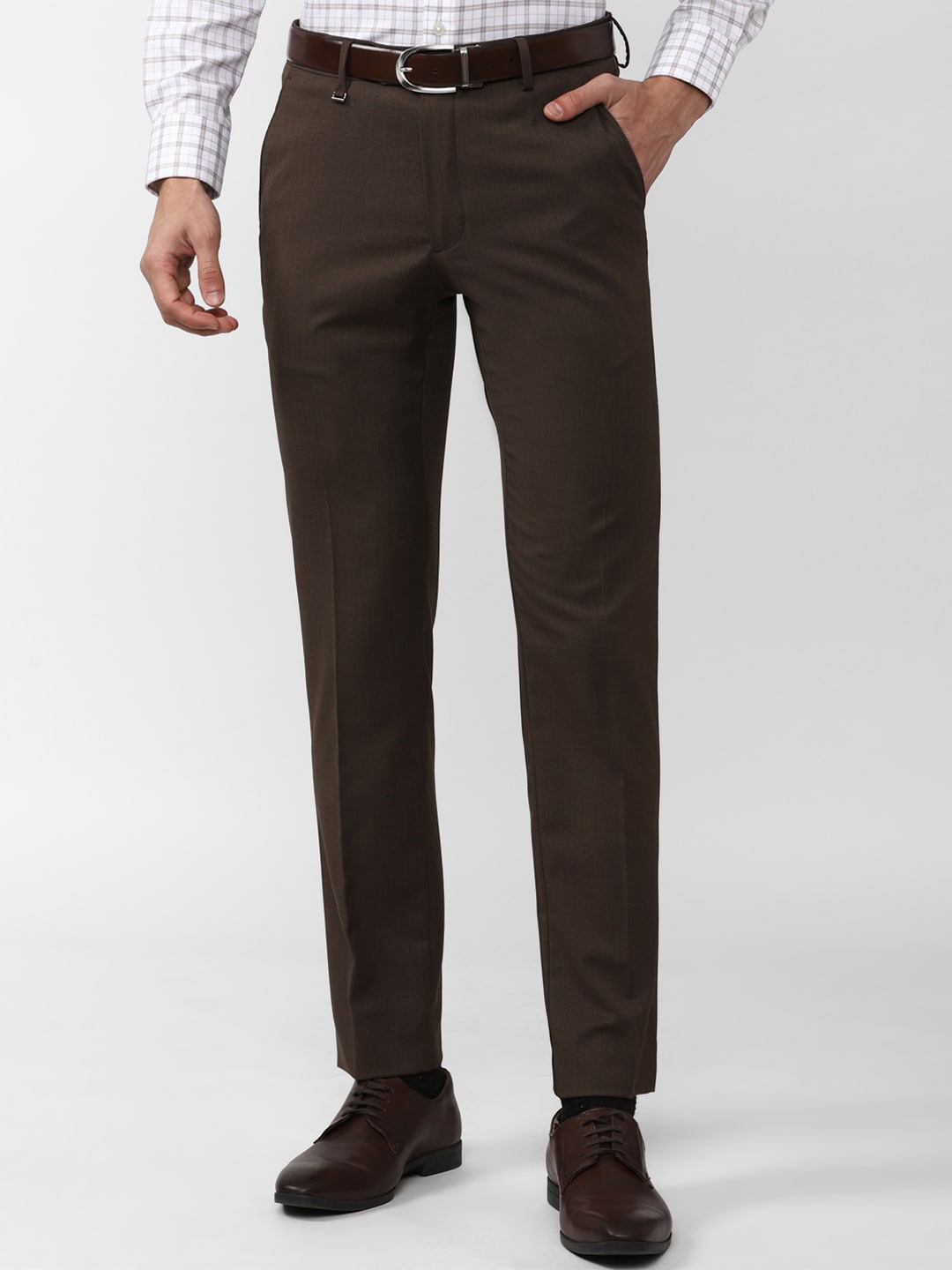 

Van Heusen Men Regular Fit Formal Trouser, Brown