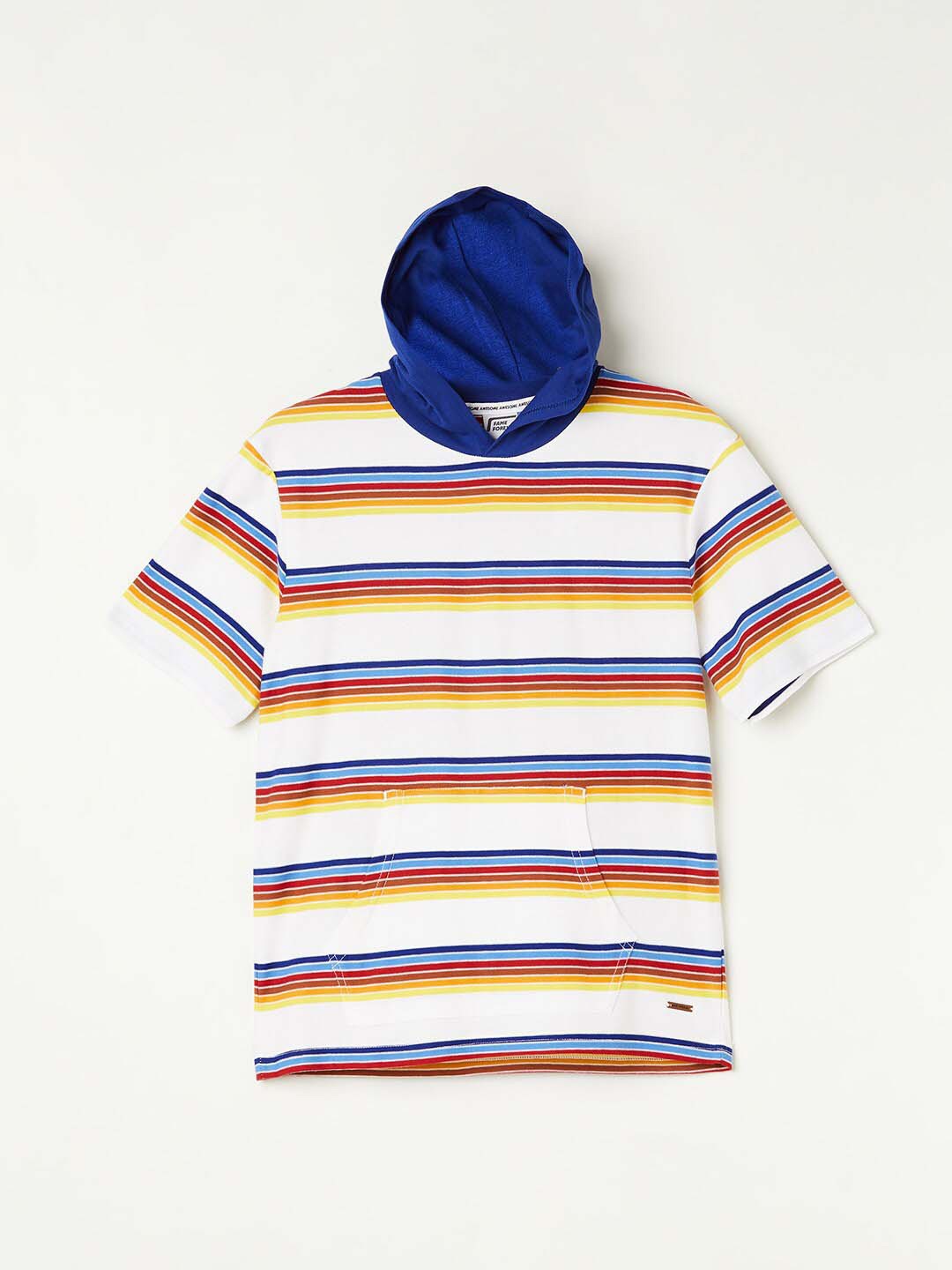 

Fame Forever by Lifestyle Boys Hooded Striped Cotton T-shirt, White