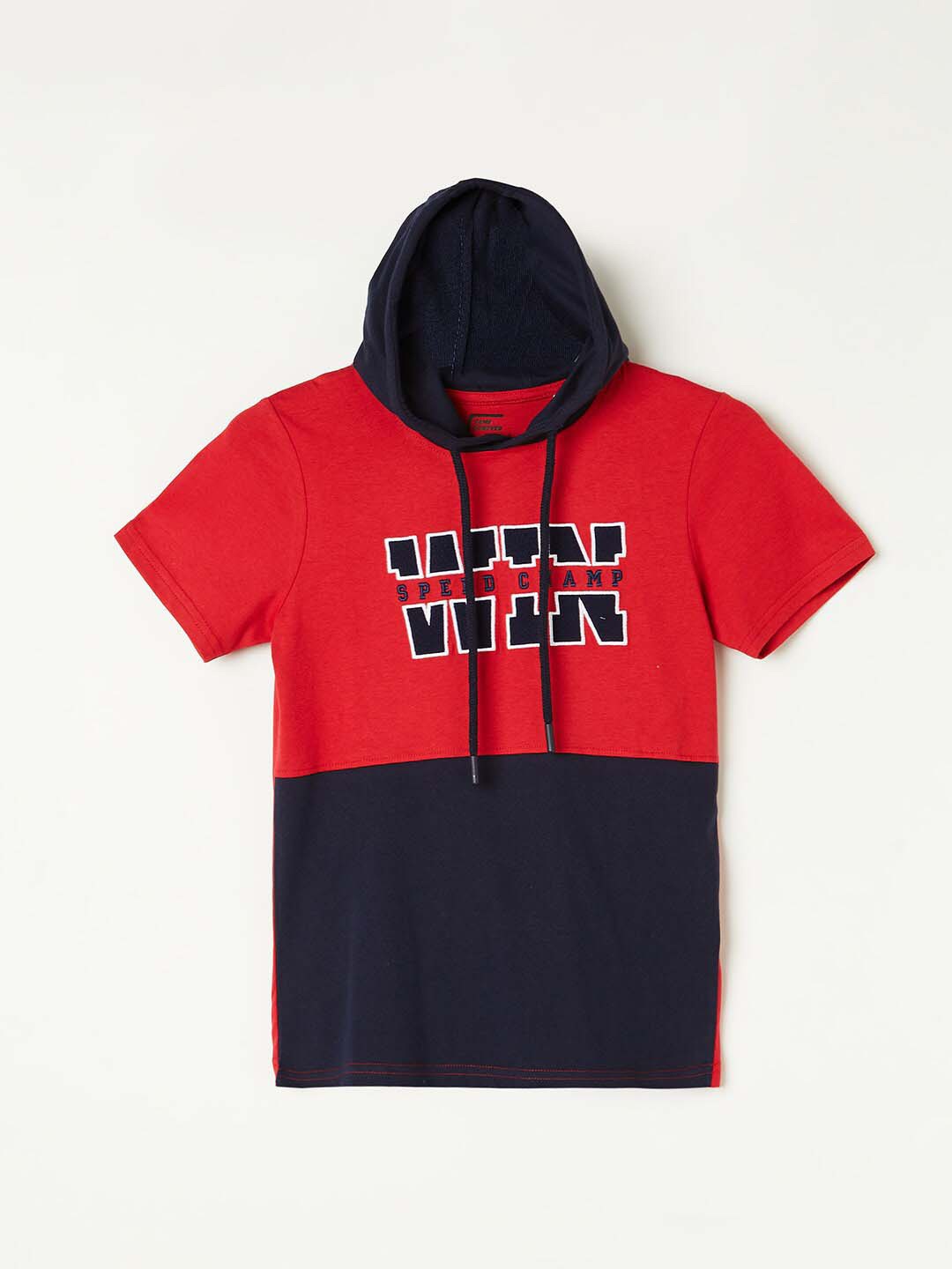

Fame Forever by Lifestyle Hooded Colourblocked Cotton T-shirt, Red