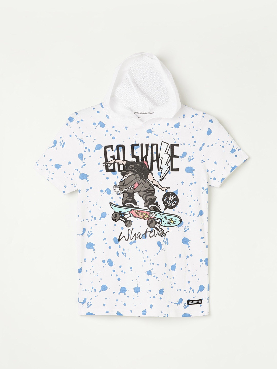 

Fame Forever by Lifestyle Boys Graphic Printed Hooded Cotton T-shirt, White