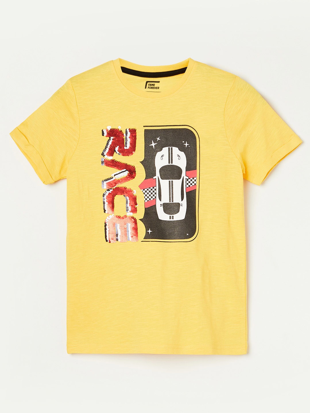 

Fame Forever by Lifestyle Boys Embellished Cotton T-shirt, Yellow